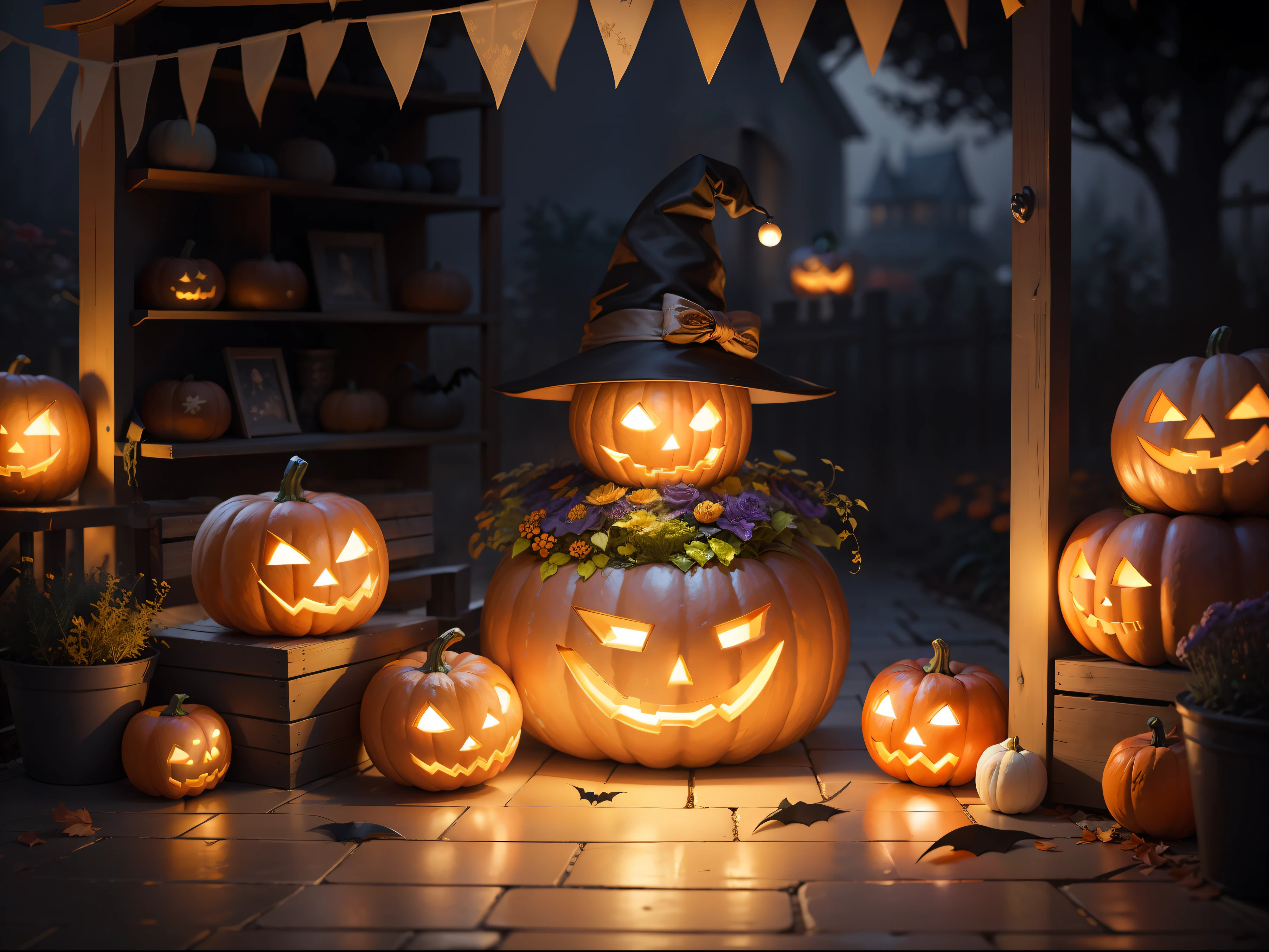 Halloween decorations and garden。top-quality。photos realistic。