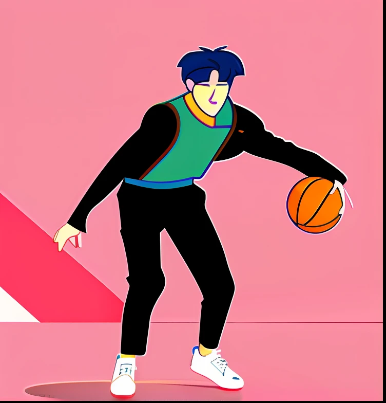 There was a man playing basketball, he is dancing, Cai Xukun, dribbble, he is floundering, Perfect dynamic pose, in an action pose, trending dribble, air is being pushed around him, drools, Since then，basketball ball, look like someone is dancing, Inspired by Bian Shoumin