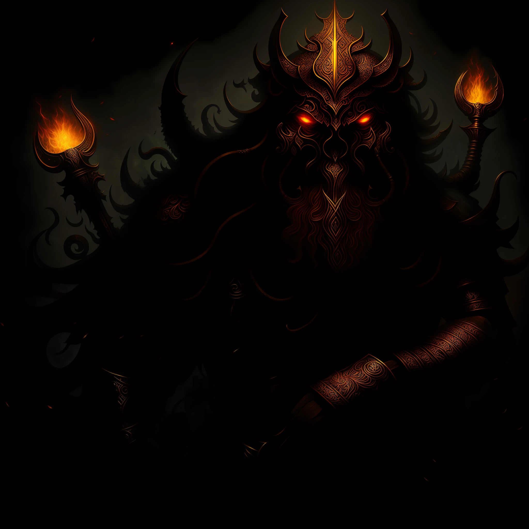 Blinding the God of Brutality, best quality, masterpiece, in Lovecraftian art style