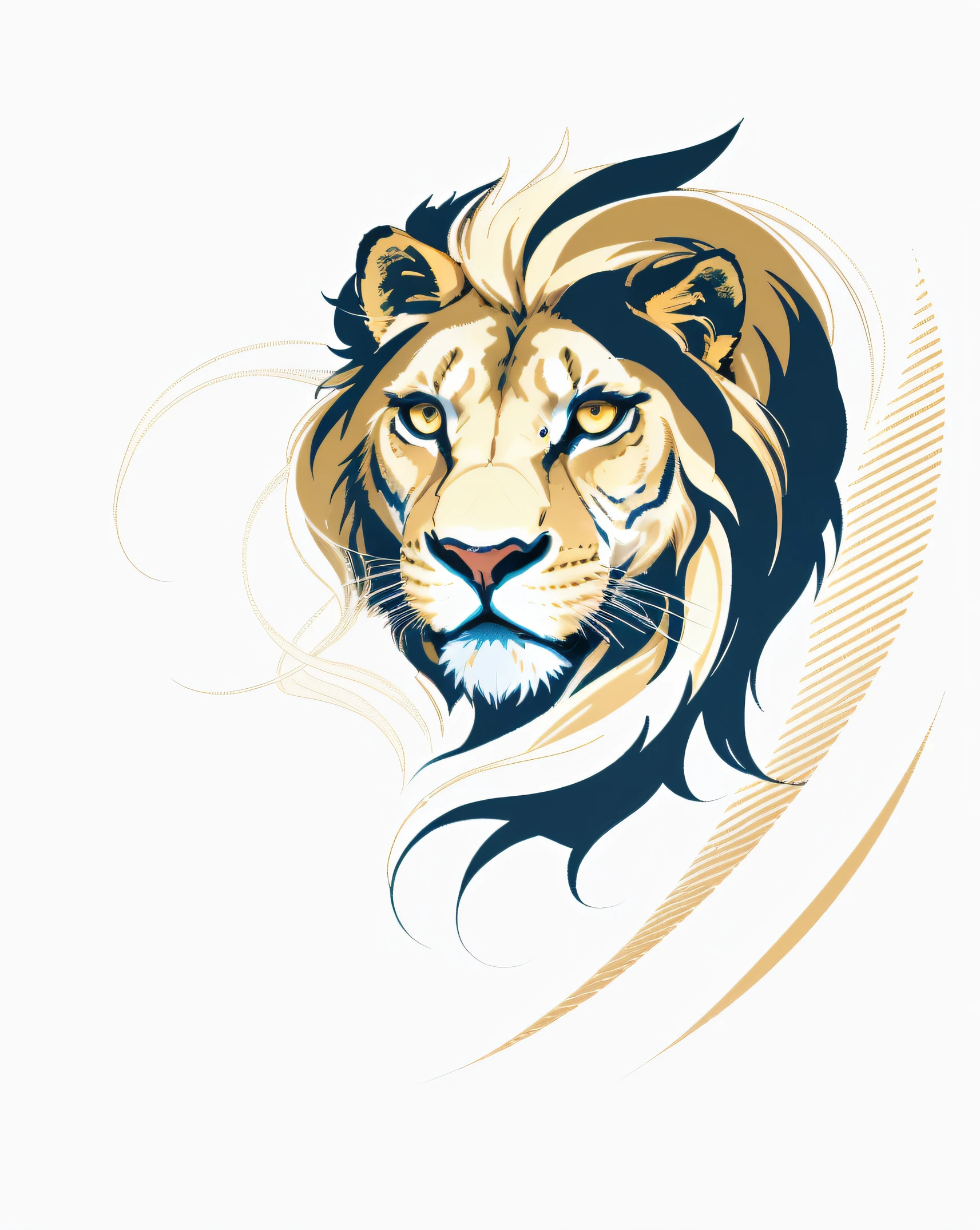 There is a lion with a mane on a black background, with the mane of a lion, the mane of a lion, half lion, lion head, in illustration style digital, Rei da selva, portrait of a lion, face of an lion, Lion, Roaring Blue Lion. majestoso, third lion head, head of a lion, olhar orgulhoso