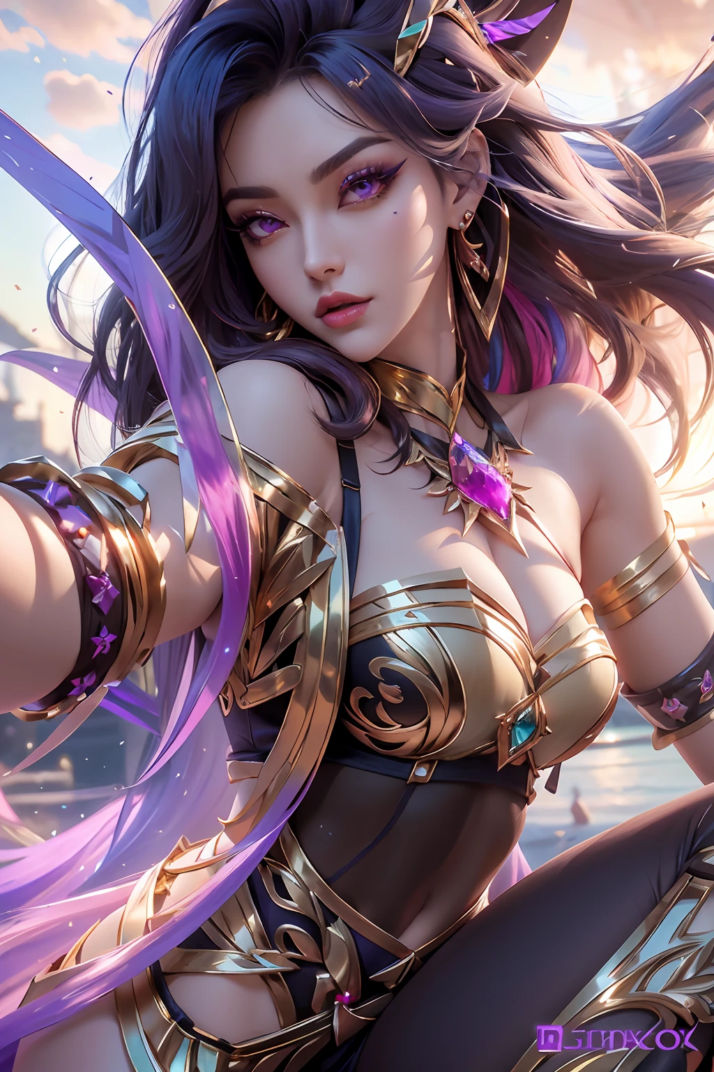 high detailed, 8k, highres, 1girl, jewelry, earrings, makeup, eyelashes, earrings, collarbone, collar, looking at viewer, (large breasts, thick thighs, thigh gap, wide hips, toned body),, ulzzang-6500, ultra realistic 8k cg, unparalleled masterpiece, absurdres, extraordinary, incredible, exquisite, sensational, perfect artwork, perfect female figure, perfect anatomy, unique, sexy, very long hair, blonde, multicolored hair, large breasts, looking at viewer, aesthetic, spectacular, splendid, superb, grand, astounding, stunning, magnificent, elegant, graceful, luxury, jewelry, gem, glint, beautiful, gorgeous, charismatic, charming, alluring, erotic, seductive, gothic, fantasy, divine, clean, rich, prestige, fantastic, supreme, apex, paramount, goddess, lace, lace trim, delicate pattern, shiny skin, gold, royal, queen, supernatural, phenomenal, fabulous, marvelous, stupendous, terrific, ((nsfw, breasts out, , thick thighs, wide hips, toned body)),, high detailed, 8k, highres, (k/da all out kai'sa), league of legends, k/da \(league of legends\), 1girl, purpel hair, multicolored hair, long hair, very long hair, ponytail, long ponytail, streaked hair, green hair, two-tone hair, purple eyes, lips, jewelry, earrings, makeup, bare shoulders, crop top, black crop top, collarbone, collar, shiny clothes, detached sleeves, crystals, gloves, elbow gloves, single fingerless glove, midriff, looking at viewer, (large breasts, thick thighs, wide hips, toned body, ) RozalinD2, 1girl, gigantic breast Azure lane, gold hair ornament, revealing black bodysuit large breasts, cleavage, perfect composition, perfect Waifu)), sexy, appealing, ((Best quality)), ((masterpiece)), (detailed:1.4), submissive, super thick, small waist, sixpack abs, ripped, fit, slave collar, makeup, lipstick, blush, exotic, Asian and Spanish, mixed girl, HDR (High Dynamic Range), Ray Tracing, NVIDIA RTX, Super-Resolution, Unreal 5, Subsurface, detailed background, mansion, palace, goddess, camel toe, micro bikini