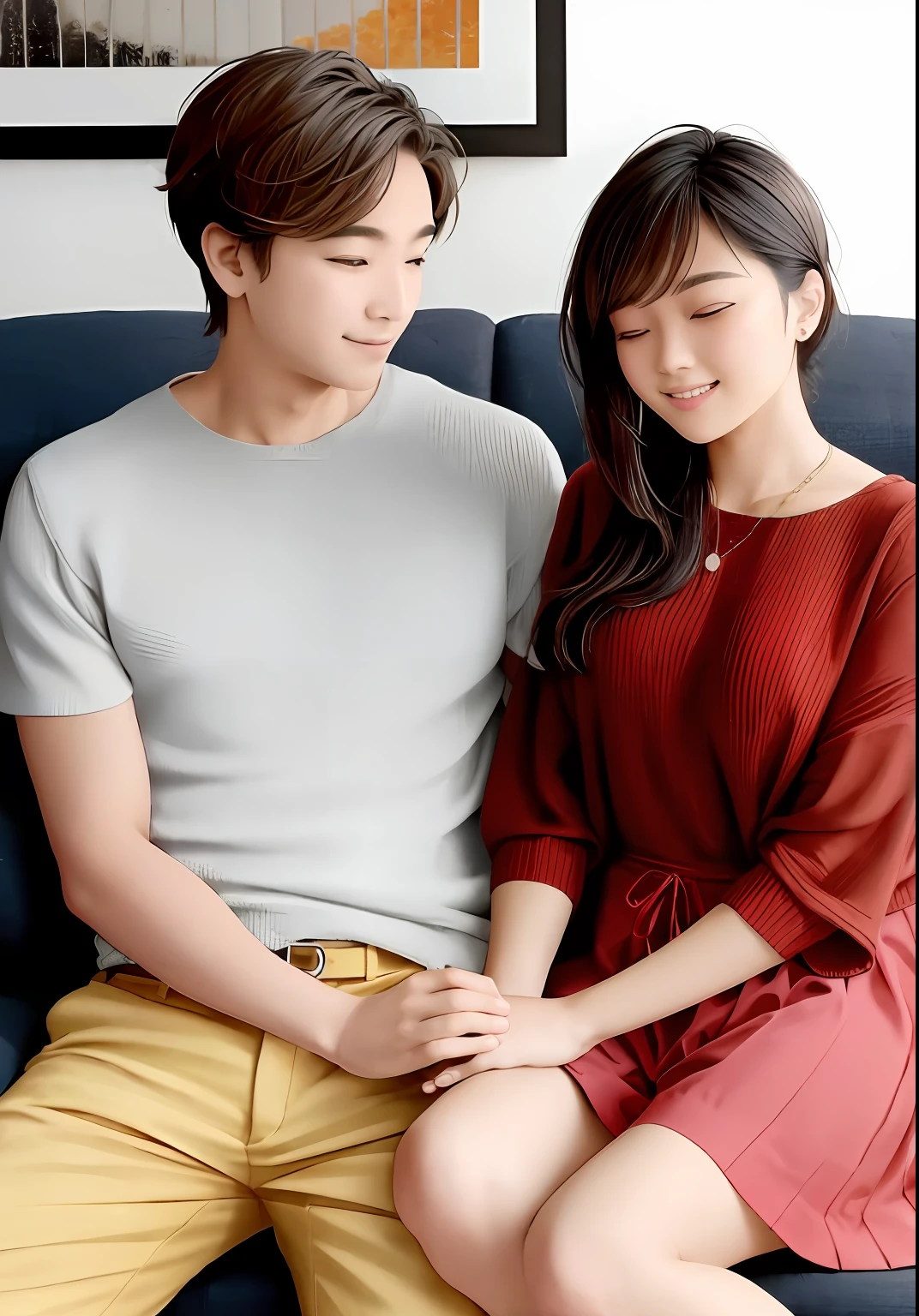 Crie uma imagem que represente uma conversa encantadora entre duas pessoas, um homem e uma mulher em uma cita. Depict a couple sitting in a warm and relaxed atmosphere, demonstrando linguagem corporal confiante e aberta. Both are leaning forward, sorrindo e engajados na conversa. Use soft, warm colors to convey a warm and pleasant atmosphere. Destaque o momento em que um deles faz uma pergunta interessante, e o outro responde com entusiasmo, showing the beginning of a genuine connection. Estilo: Fotografia com efeito suave e desfocado para enfatizar a intimidade. Execution: Photography with 35mm lens to capture the scene naturally and spontaneously. --ar 16:9 --v 5