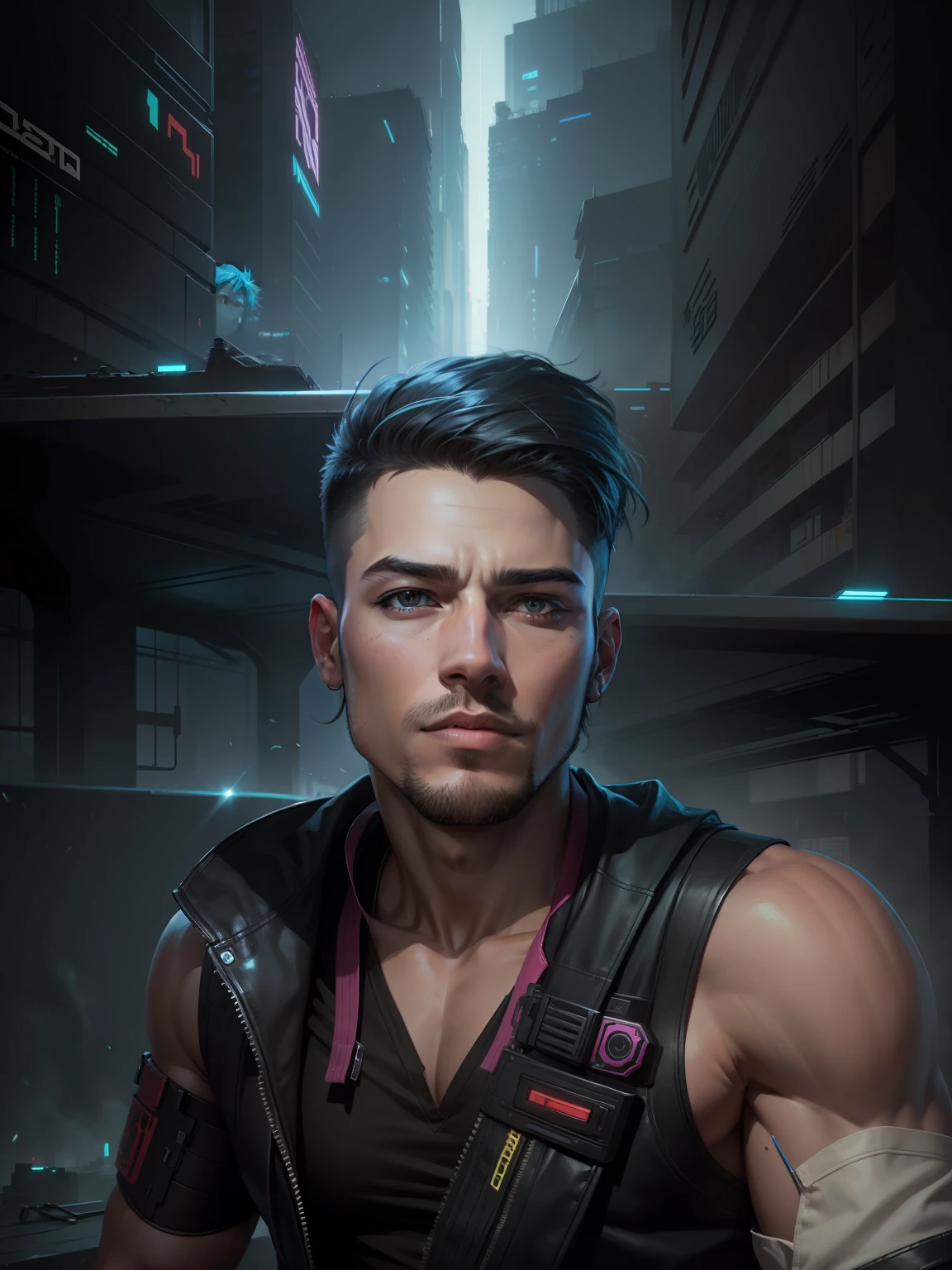 Change the background cyberpunk handsome boy, realistic face,