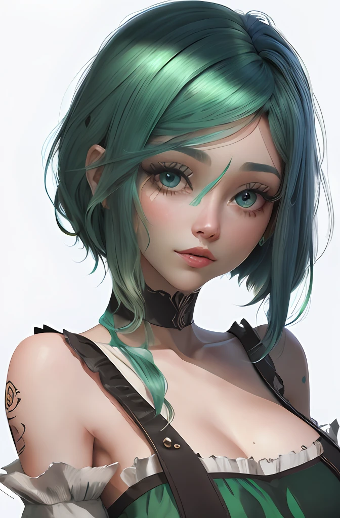 Garota com cabelo azul, e olhos Verde. Garota de cabelo azul. Olhos verdes
