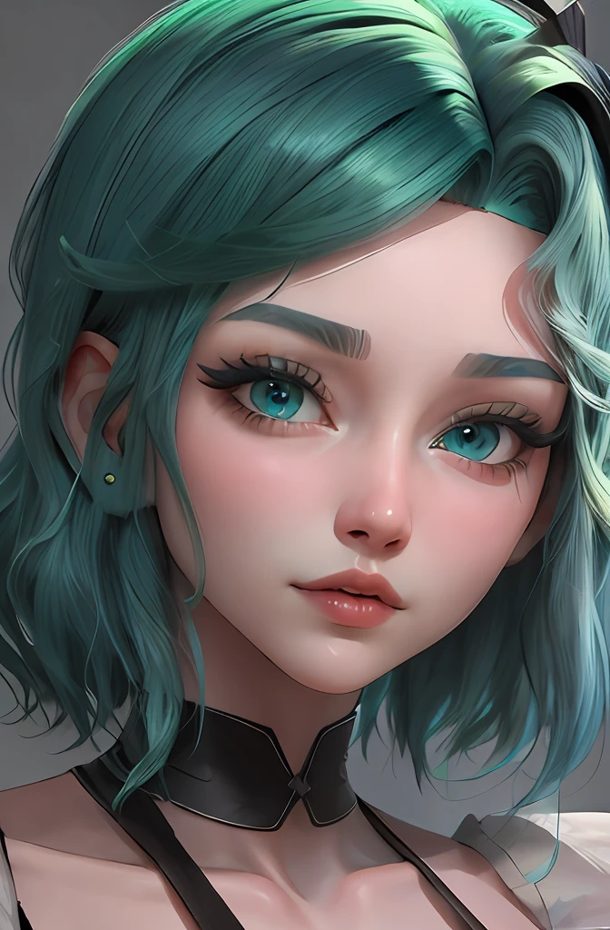 Garota com cabelo azul, e olhos Verde. Garota de cabelo azul. Olhos verdes