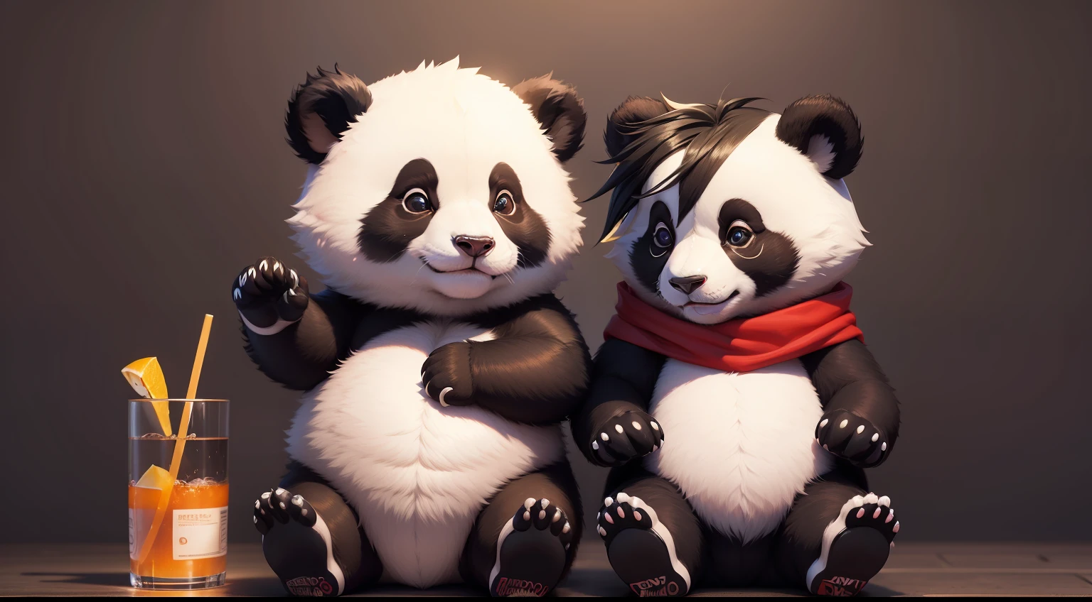 panda bebendo wisky