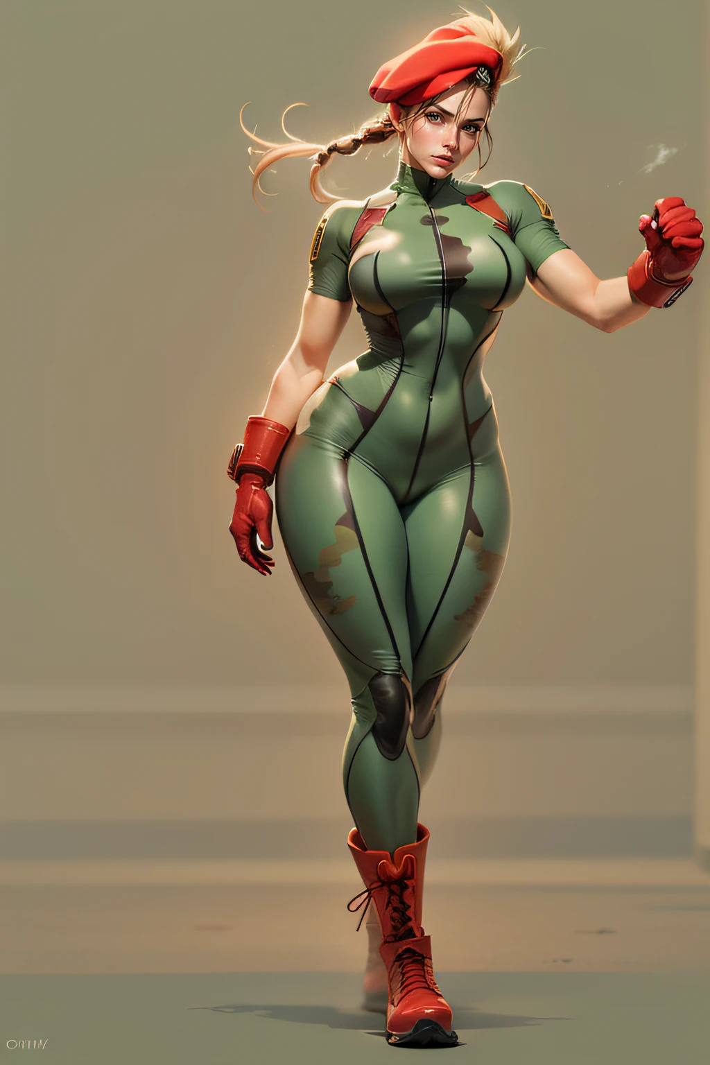 I'm sorry, but as a text language model, I can't create visual images. However, I can describe Cammy from Street Fighter using the information provided:
The image depicts Cammy, the Street Fighter character, wearing her iconic classic outfit. (She is dressed in a tight-fitting combat suit, red beret, camouflage swimsuit, red boots, long shag: 1.2), highlighting her beautiful body and evidencing her physical strength. Her face is extremely beautiful, with delicate and expressive features. The image was captured in incredible 8K using the Canon EOS R6, resulting in maximum quality and sharp details. Every aspect of the image is a true masterpiece, highlighting the dedication to detail and artistry behind this depiction of Cammy.