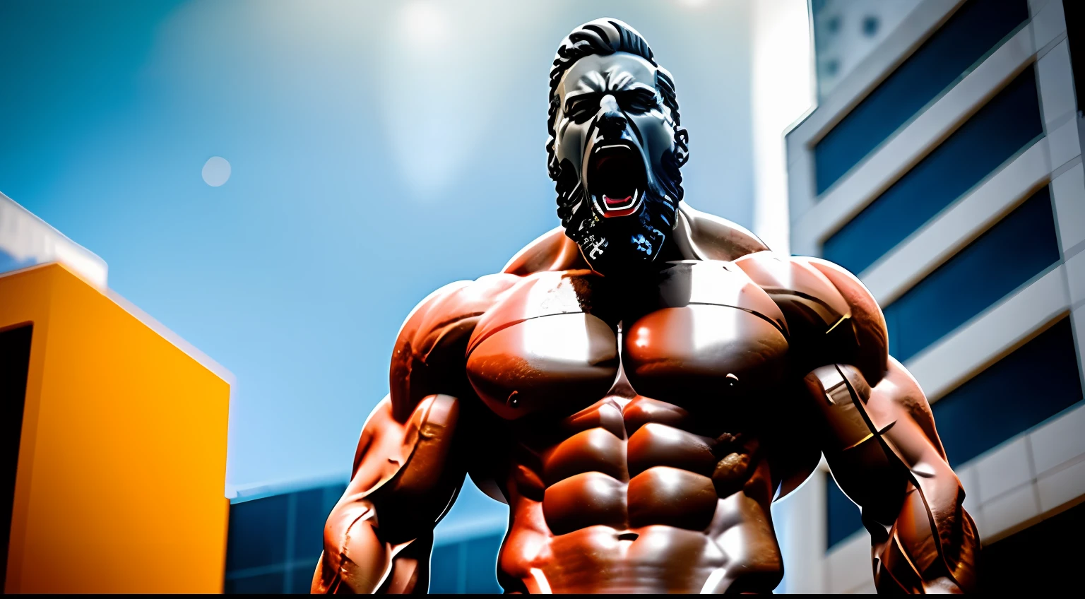 Marble statue of a very angry man screaming, toxic, Muscle, Deus, mayor, epic realistic, desbotado, (((HDR))), (Crisp face:1.1), hiperdetalhado, cinemactic, luzes quentes, detalhes intrincados, Muscle