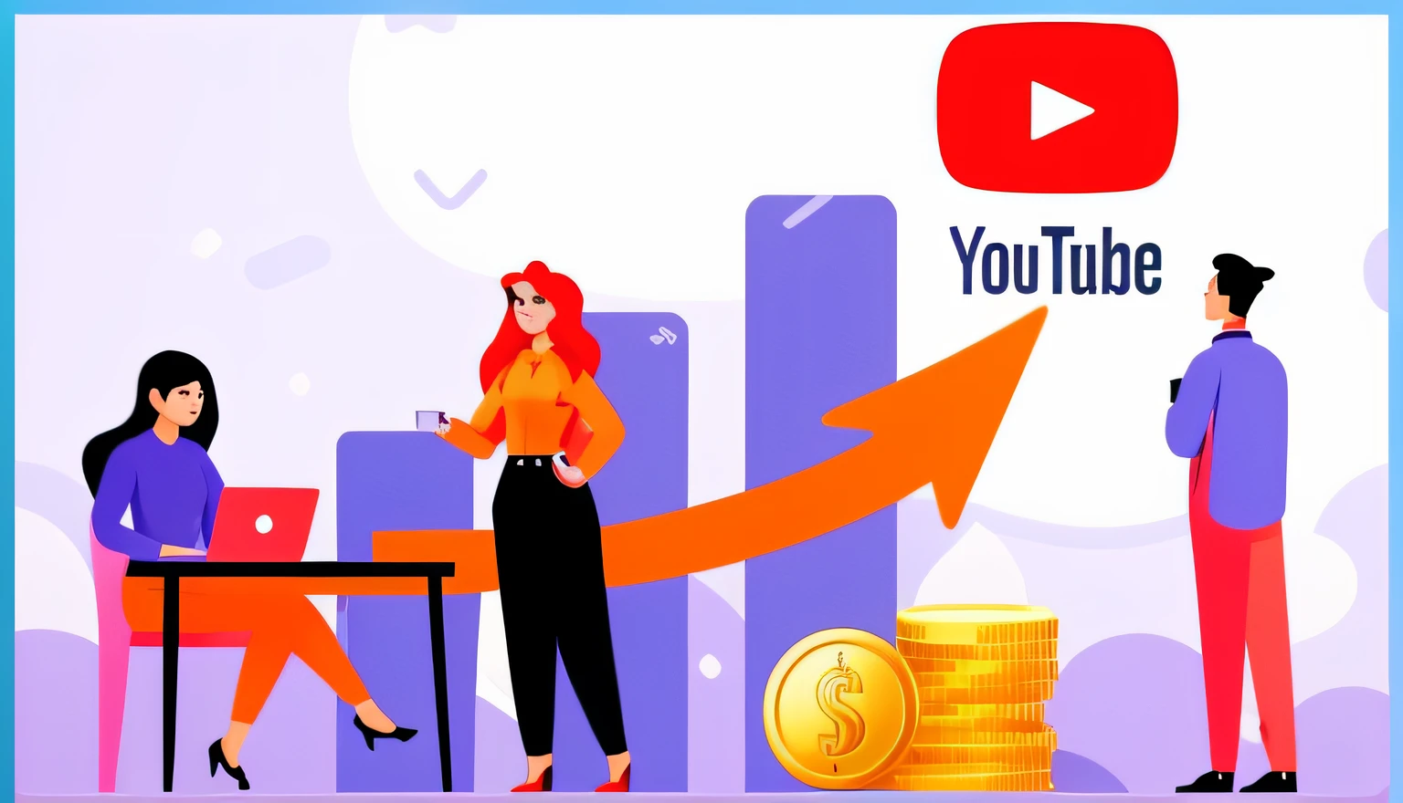 a woman is standing in front of a table with a laptop and a coin, trending on youtube, youtube video screenshot, youtuber, 🦩🪐🐞👩🏻🦳, youtube thumbnail, low quality video, 🔞🤡, youtube clickbait, youtube, v tuber, vtuber, corporate animation style, video animation, video
