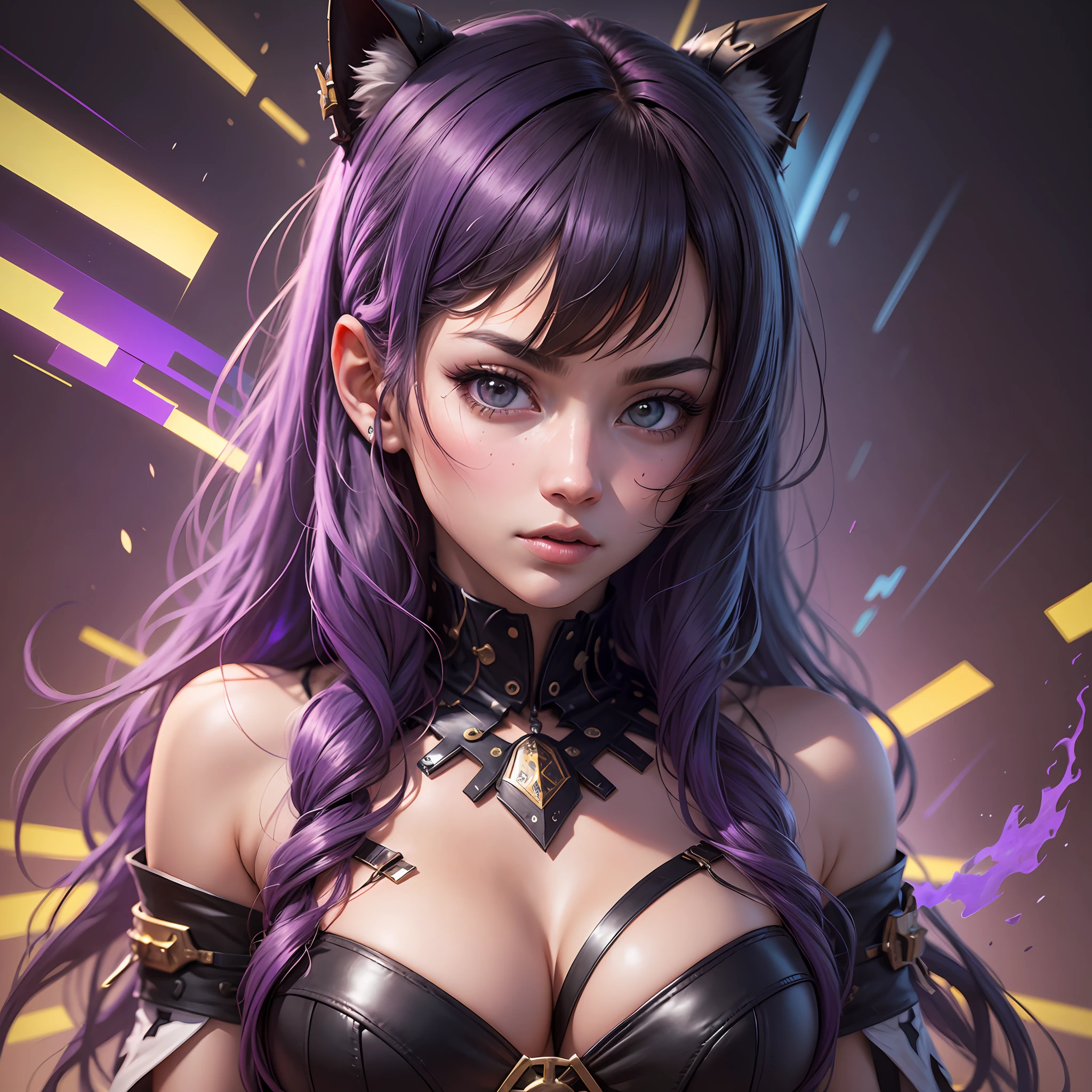 Young, beautiful, exotic, shameless girl, anime girl, well-defined hair,Black eyes, facial focus, looking at camera, abstract purple background, maximun upscale, artwork,lots of details, specific details, hypermaximalist, ultra graphics, very high graphics, very high realism,realistic, hypermaximalist, 4k, 8k, amazing, maximum quality, extreme realism, uhd, shaders, ultra realistic, hypermaximalist, ultra graphics,ultra details. --auto --s2