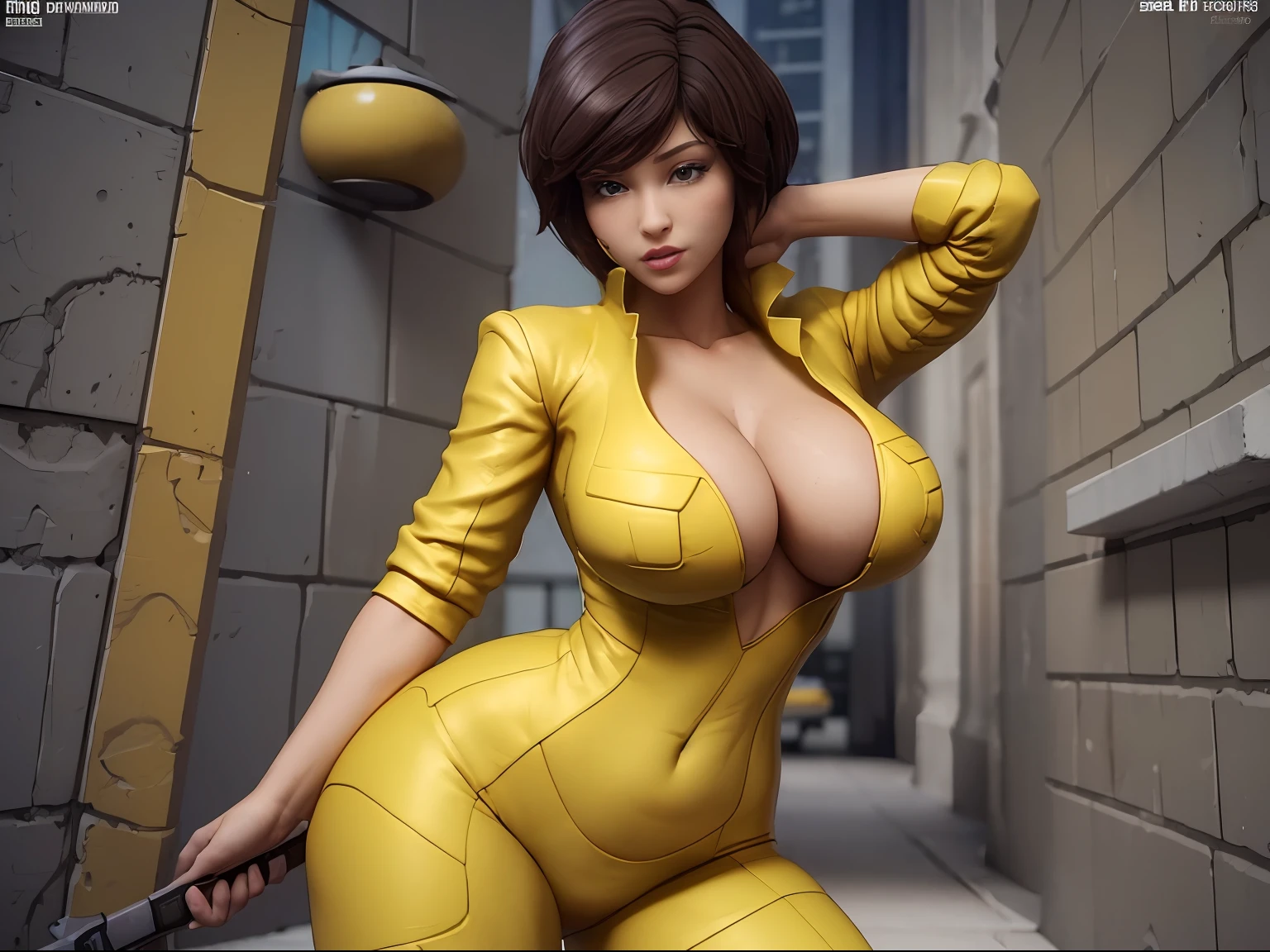 (april o Neil ))tetas perfectas, adolescente ,trasero grande, lindo sexy sensual cuerpo perfecto ,HD (((fondo en el drenaje de. New york)),cuerpo completo 8k , hiperrealista, (((como renderizado de Unreal Engine))) (grandes tetas) todo que parece a un render 3d(((on an empty background)))viste su traje overoll amarillo