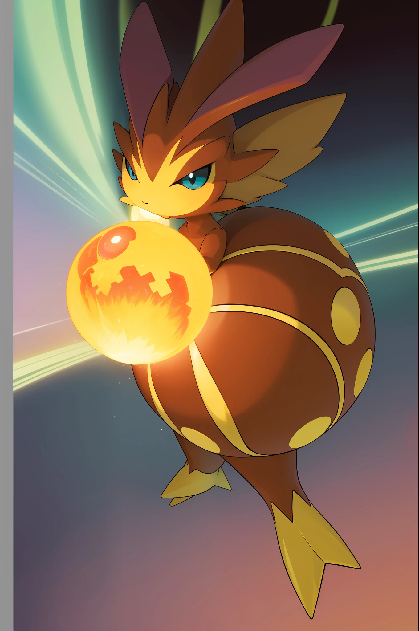(Best quality, masterpiece1.2), starter fire, aura brillante, aura, Brilliant, epic, Bright, glow, awesome, pokemon, fakemon, feu, earth, thunder, small purple, fire, du feu, earthquake, front image
