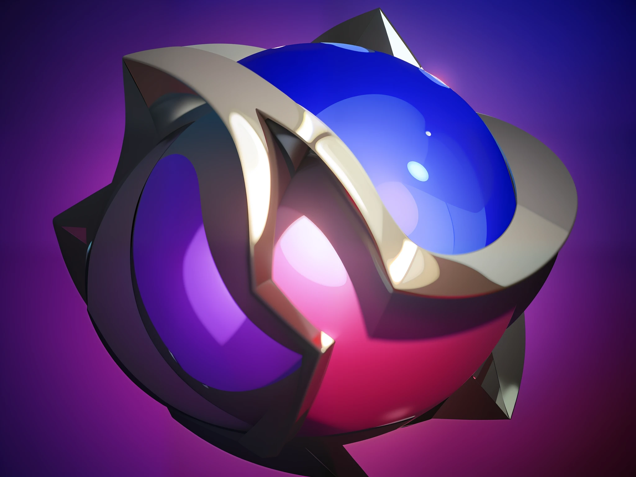 Masterpiece, Best quality, 8K, Realistic, Blue, pink and purple, Jewel ball, A purple and blue object,There is a red ball in the middle,There is a red ball in the middle, C4D, Elizabeth Murray, generative art, a raytraced image