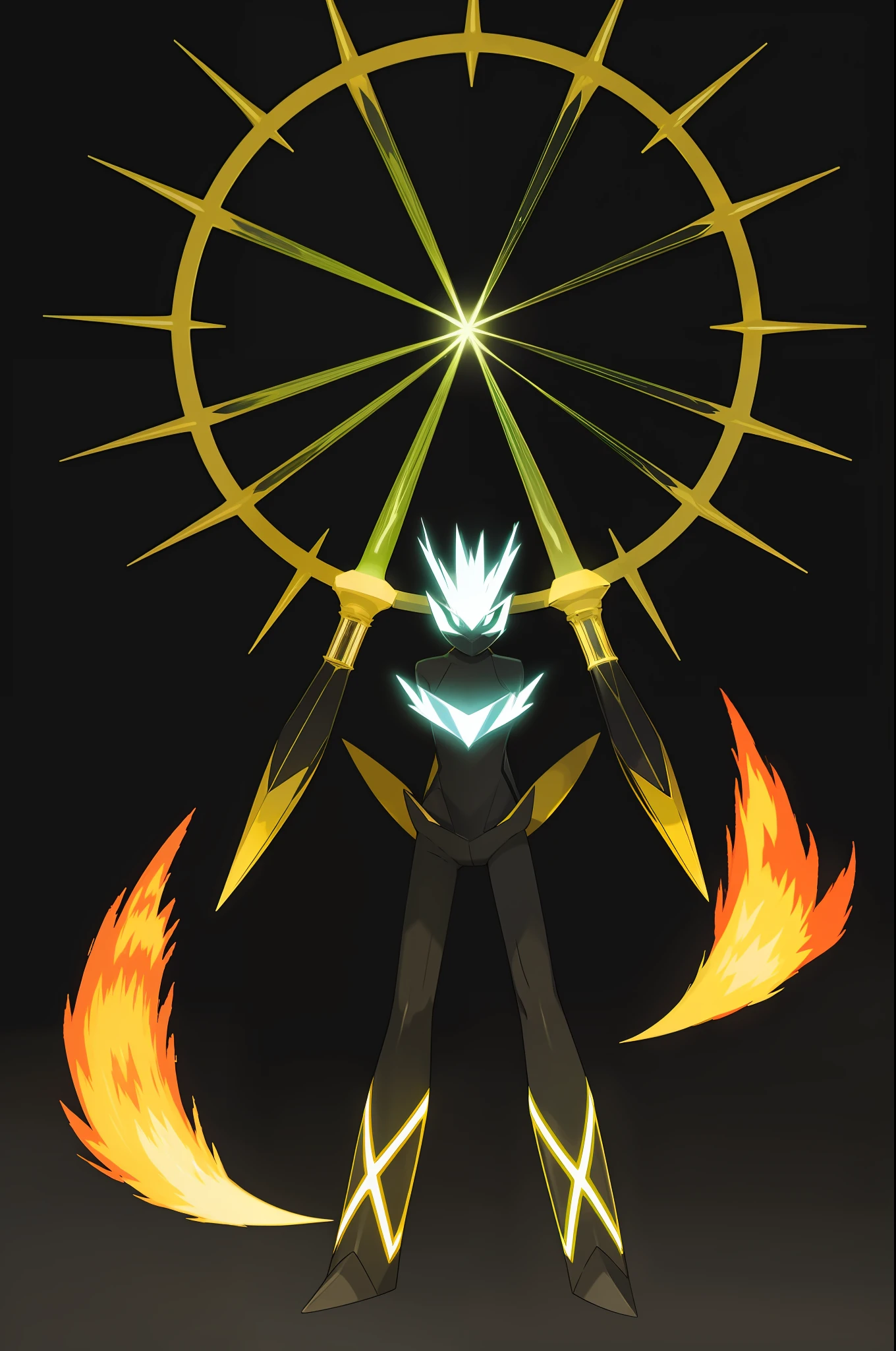 (Best quality, masterpiece1.2), starter fire, aura brillante, aura, Brilliant, epic, Bright, glow, awesome, pokemon, fakemon, feu, earth, small grew, sheet, noir fond, black background, laser