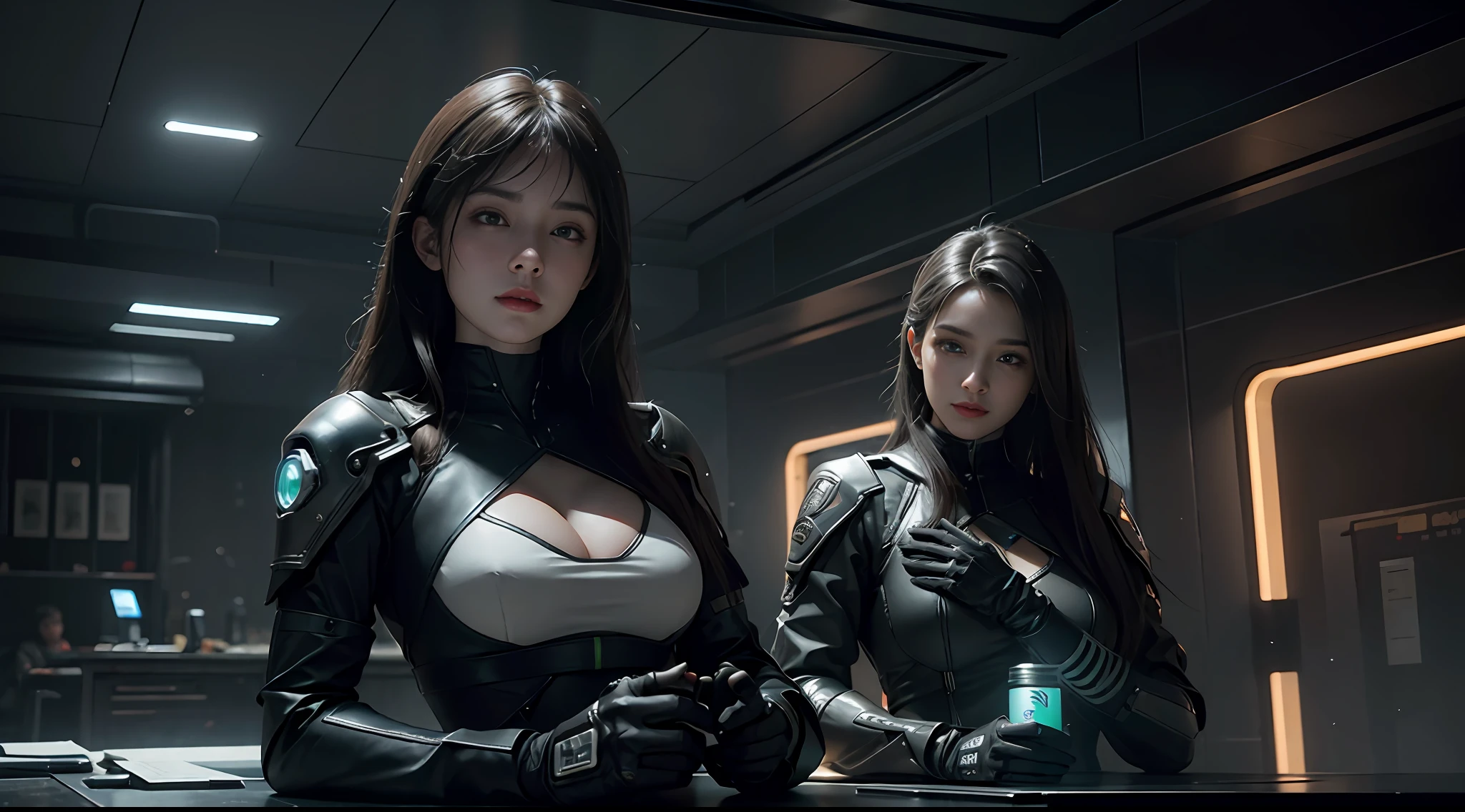 ((best qualtiy)), ((tmasterpiece)), (A detailed:1.4), 3D, Beautiful images of cyberpunk women, Large ,HDR(HighDynamicRange), Ray traching,NVIDIA RTX,Hyper-Resolution,Unreal 5,sub sace scattering textures,Post-processing,Anisotropy Filtering,depth of fields,Maximum clarity and sharpness,Many-Layer Textures,Albedo e mapas Speculares,Surface Coloring,Accurate simulation of light-material interactions,poportions,rendering by octane,twotonelighting,largeaperture,Low ISO,White balance,trichotomy,8K RAW,(realisticlying:1.3),(AS-Adult:1.5),