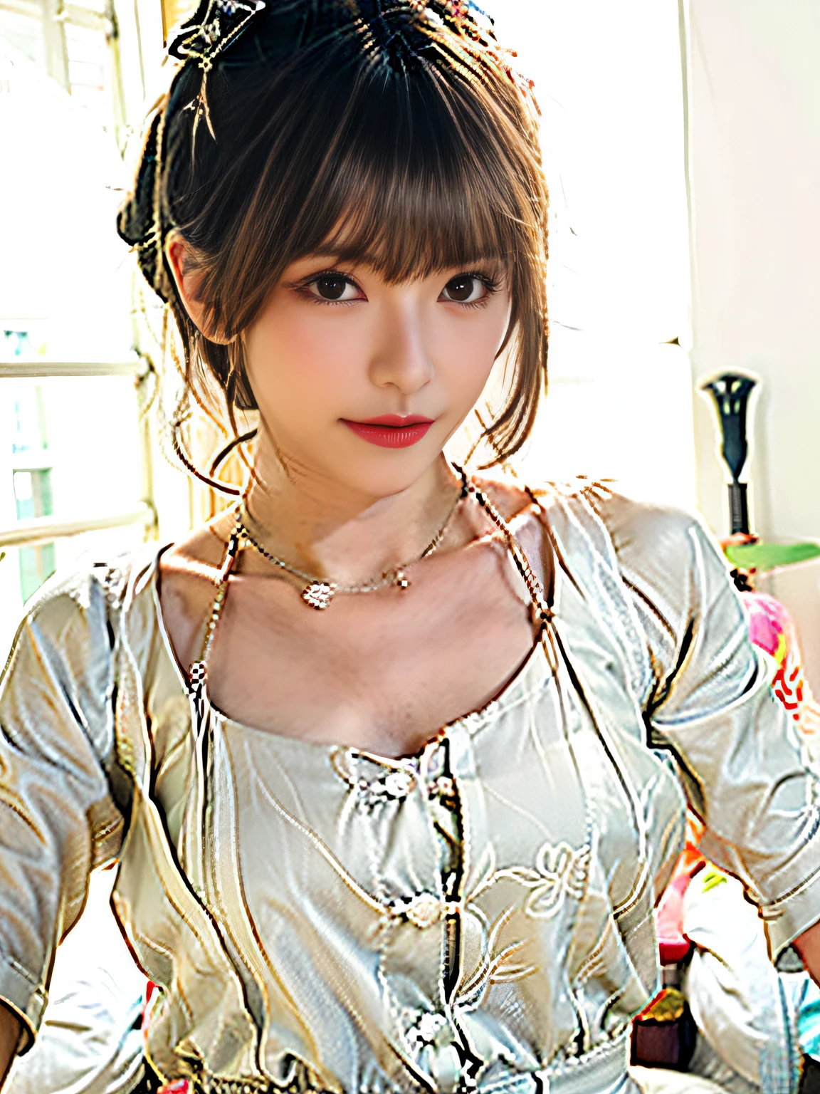 there is a woman that is sitting down with a remote, chiho, narumi kakinouchi, ji-min, harumi, author:Ayami Kojima, kiko mizuhara, park jimin, deayami kojima, kimi takemura, Yoshitomo Nara, author:Love light, Chiho Aoshima