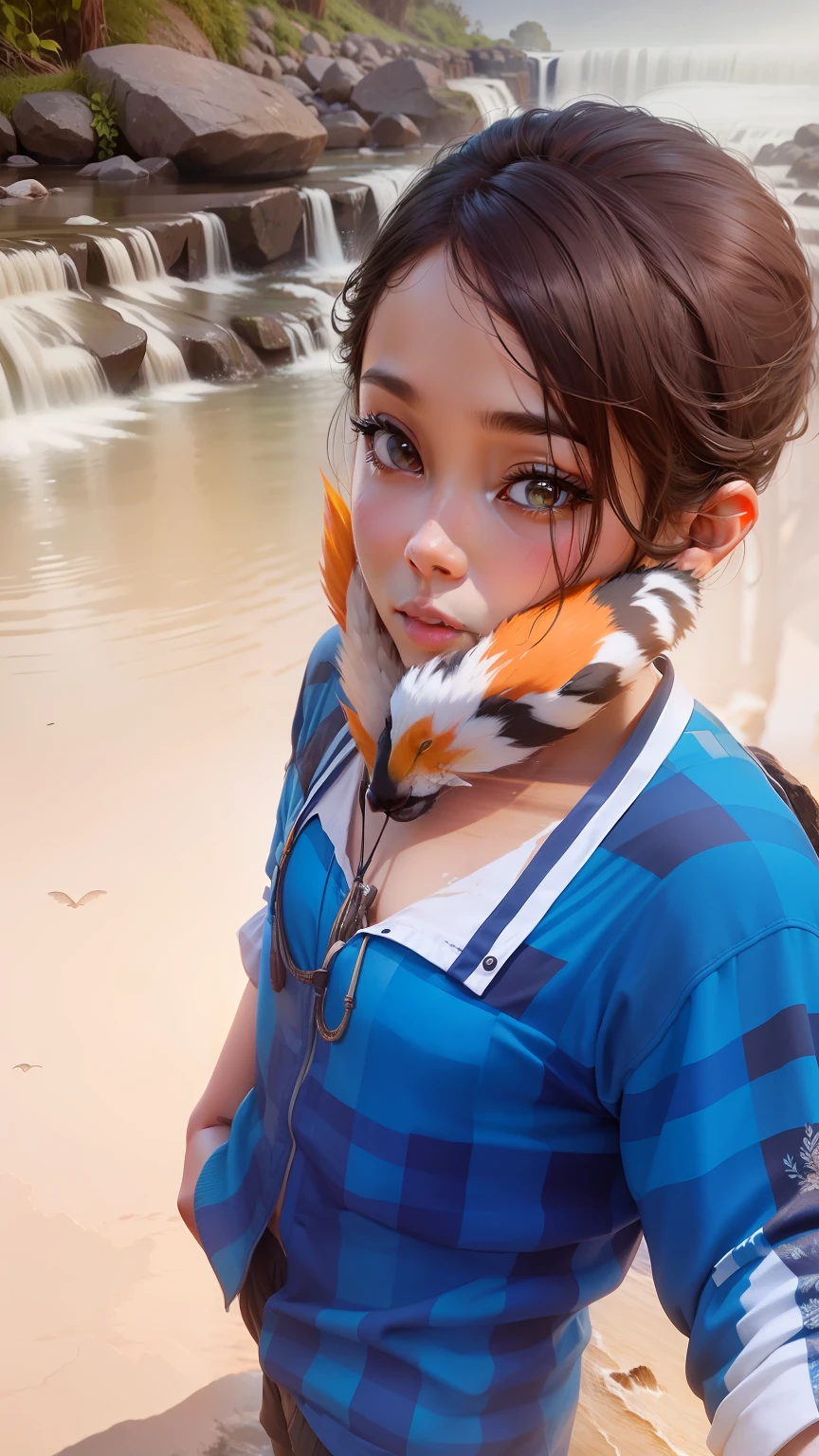 With nature background waterfall and animals around picture colour grading with sunrise