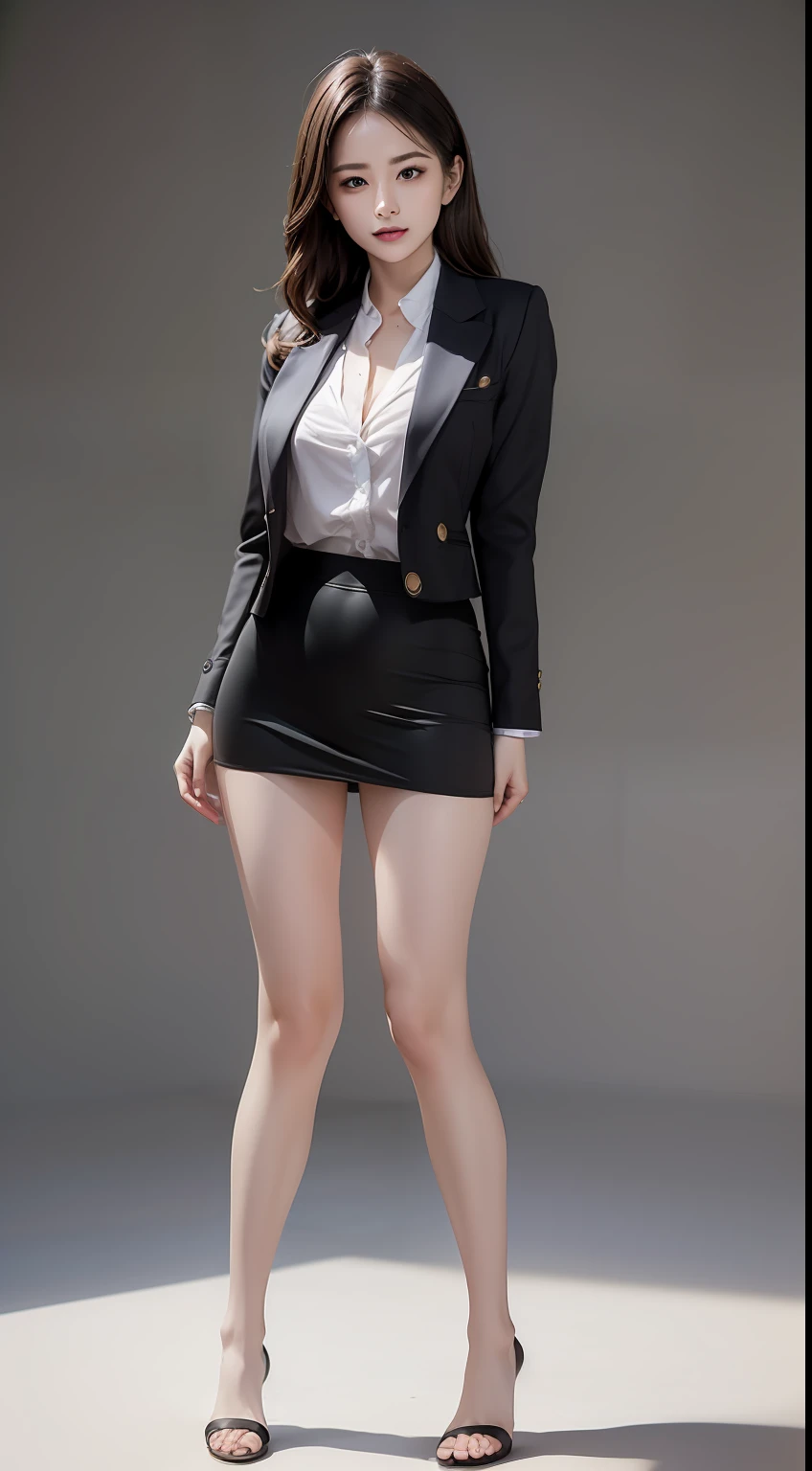 (Masterpiece:1.2), (Best quality), (Full body like:1.3) ,(Ultra detailed), (8K, Intricate), (Lens 135mm,F1.8), (Photorealistic)(Black background:1.3), Portrait photography,(dynamicposes),Side lighting,Edges are lit,Best shadow,Area light source,Perfect anatomy,Perfect face shape,Perfect for women,First-class female body,Refines skin texture,Fine cloth pattern,Meticulous beauty,Delicate and delicate skin,highlydetailed skin,paleskin,Delicate hair,glistning skin,top Quority, realisticlying, 8K, k hd, 1 rapariga, Female pervert, (Full body like:1.3), schools,痴女, blazer jacket, 校服,Visible nipple, with no underpants, The skirt is boldly pulled up, (legs are open), bend the knees and open the legs, The hairstyle is slightly shorter, Open your legs by grasping your knees with your hands, Buttoned shirt flutters
