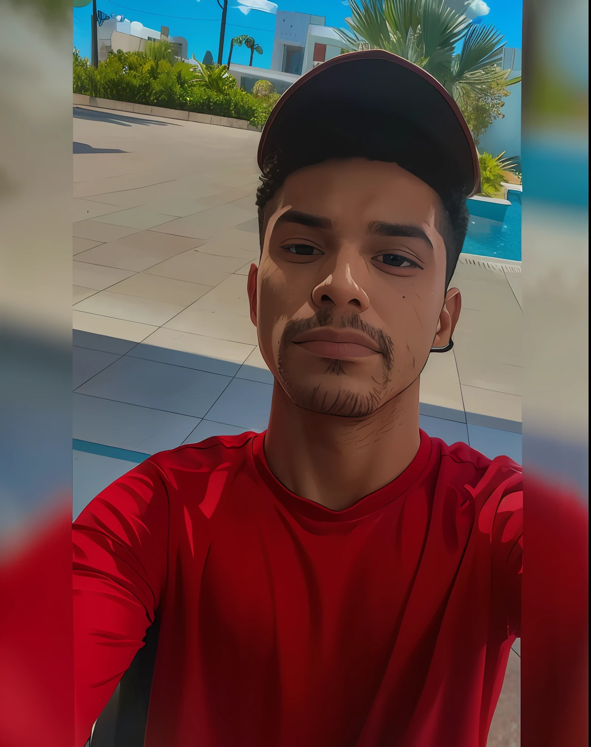 There's a man who's taking a redshirt selfie, 22 anos