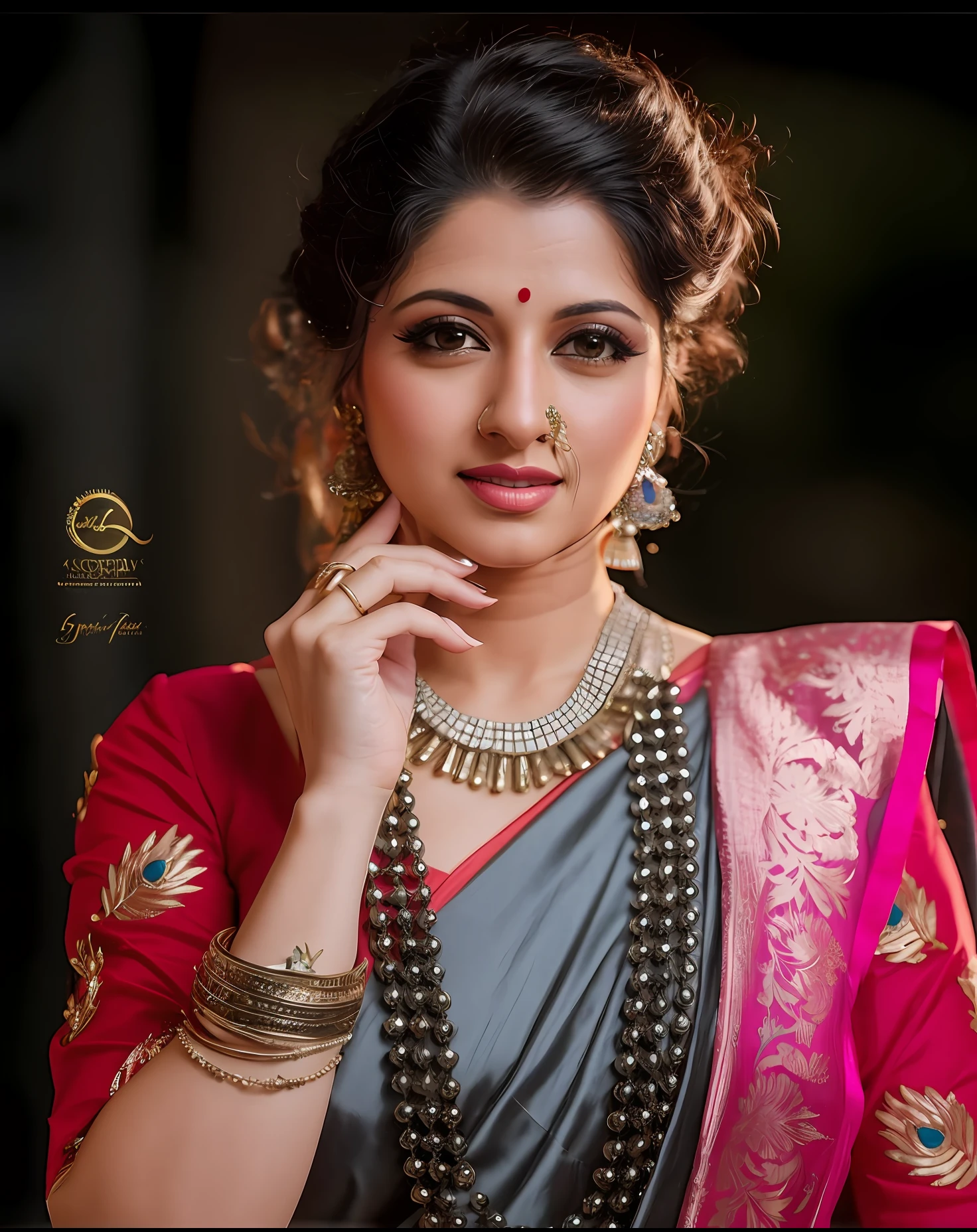 a photo of a 30-year-old woman, stylish, professional portrait, head-shot, slight smile, cute, background bokeh, bshree