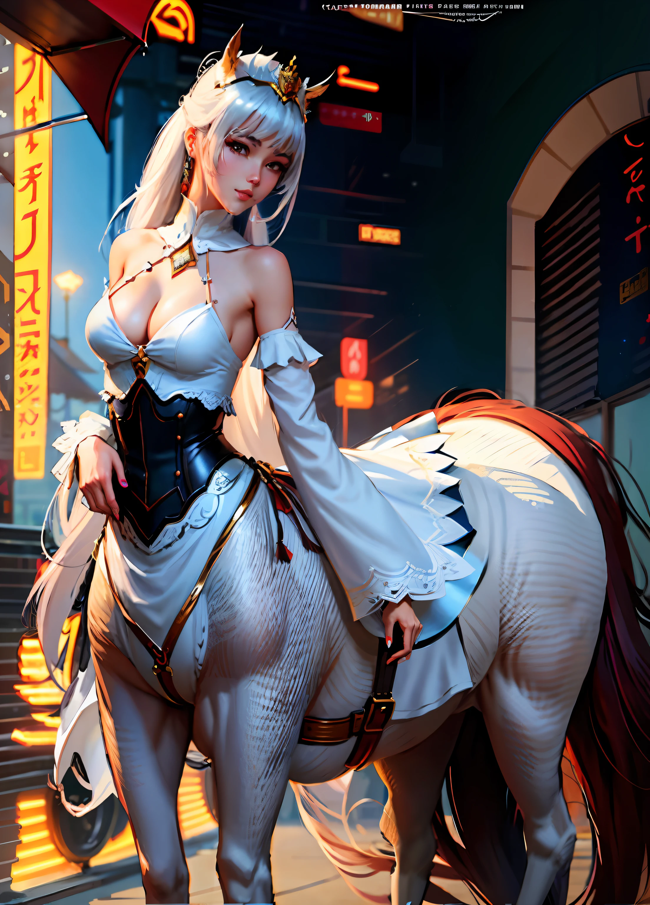 Anime - Stylistic image of a woman in a white dress riding a horse, Guviz, Guweiz on ArtStation Pixiv, Extremely detailed Artgerm, wlop and krenz cushart, Guviz-style artwork, Guweiz in Pixiv ArtStation, WLOP and Sakimichan, wlop rossdraws