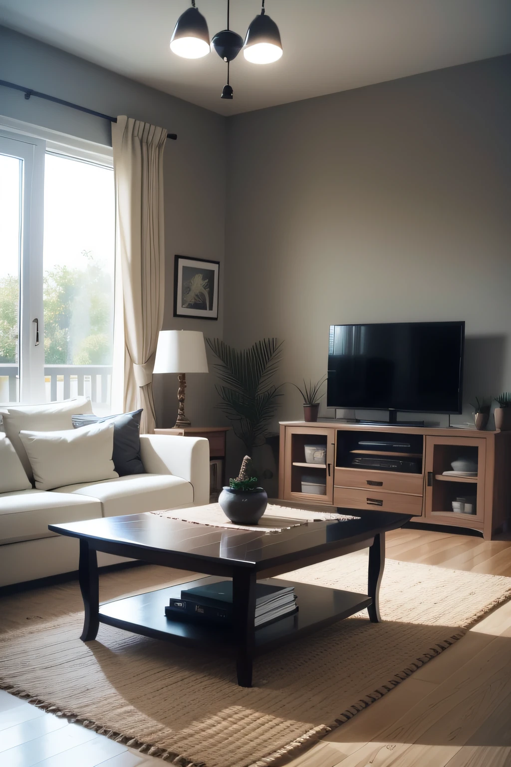 Stylish interior living room，There is a neat tabletop