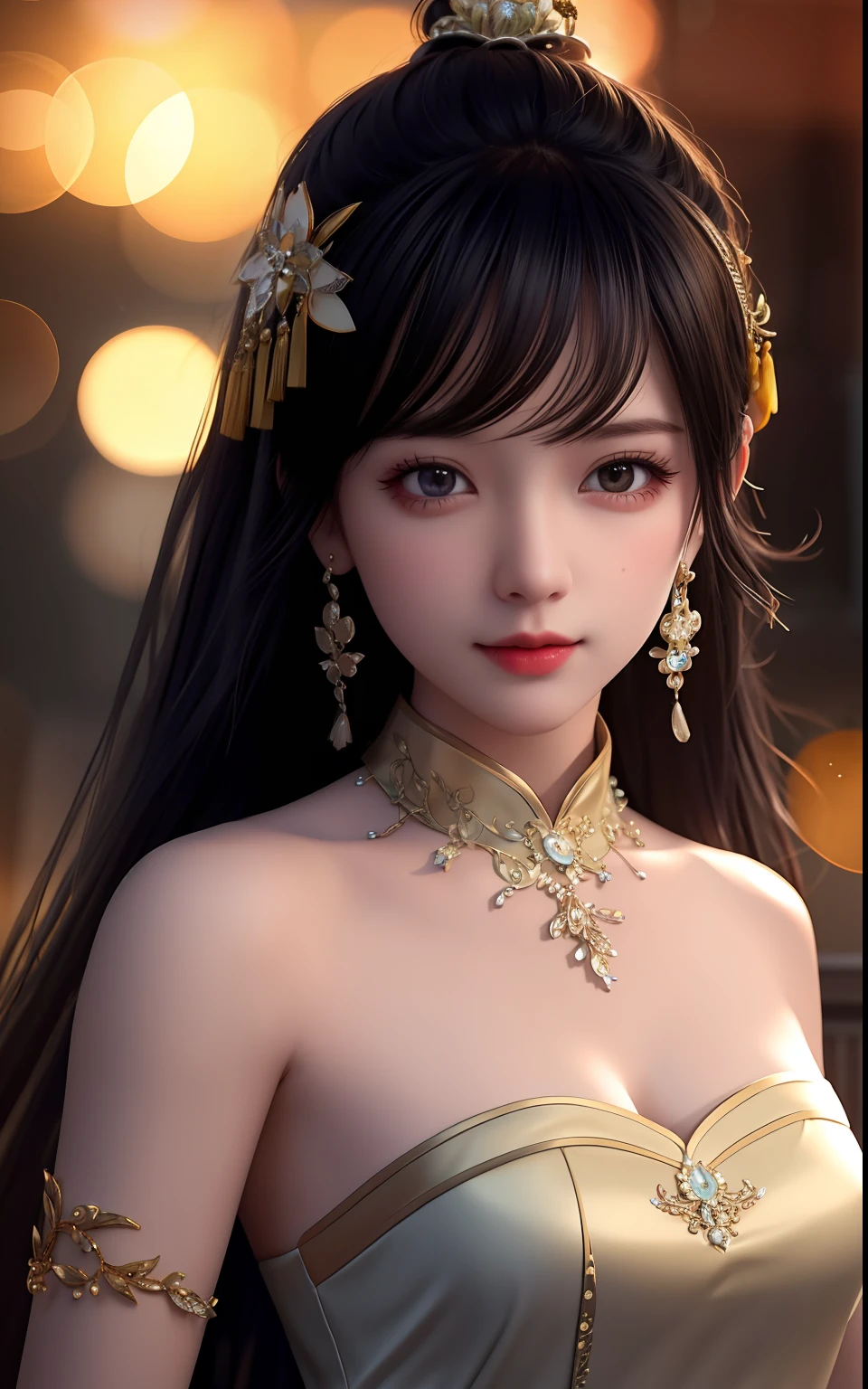 best quality, masterpiece, highres, 1girl,china dress,hair ornament,necklace, jewelry,Beautiful face,upon_body, tyndall effect,photorealistic, dark studio, rim lighting, two tone lighting,(high detailed skin:1.2), 8k uhd, dslr, soft lighting, high quality, volumetric lighting, candid, Photograph, high resolution, 4k, 8k, Bokeh,
