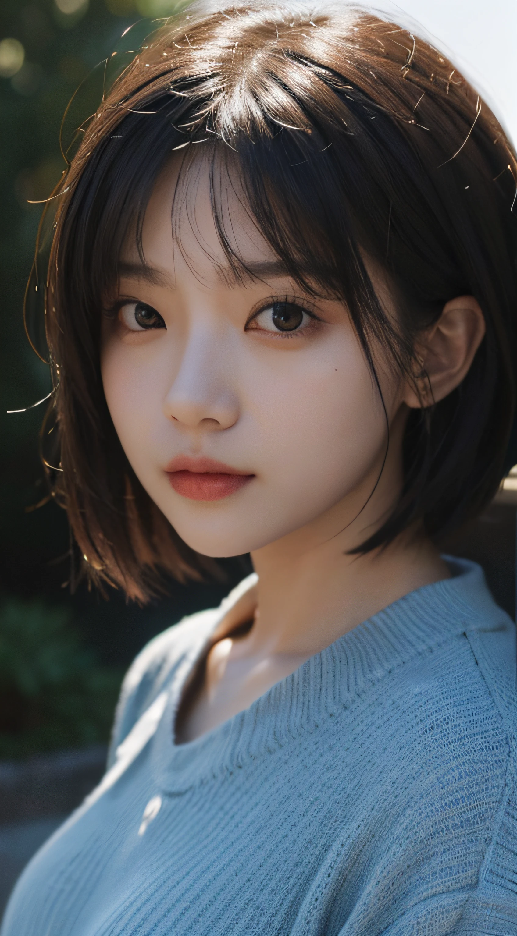 best qualtiy, tmasterpiece, 超高分辨率, (realisticlying:1.5), RAW photogr, 1girll, in the darkness nigth, deep shading, low tune, cold light, Sexy look, short detailed hair,((best qualtiy,8K,tmasterpiece:1.3))),Clear focus:1.2,(layer cut,The large:1.2),Beautiful Women in Perfect Figure:1.4,Highly Detailed Face and Skin Textur,Detailed eyes,二重まぶた,