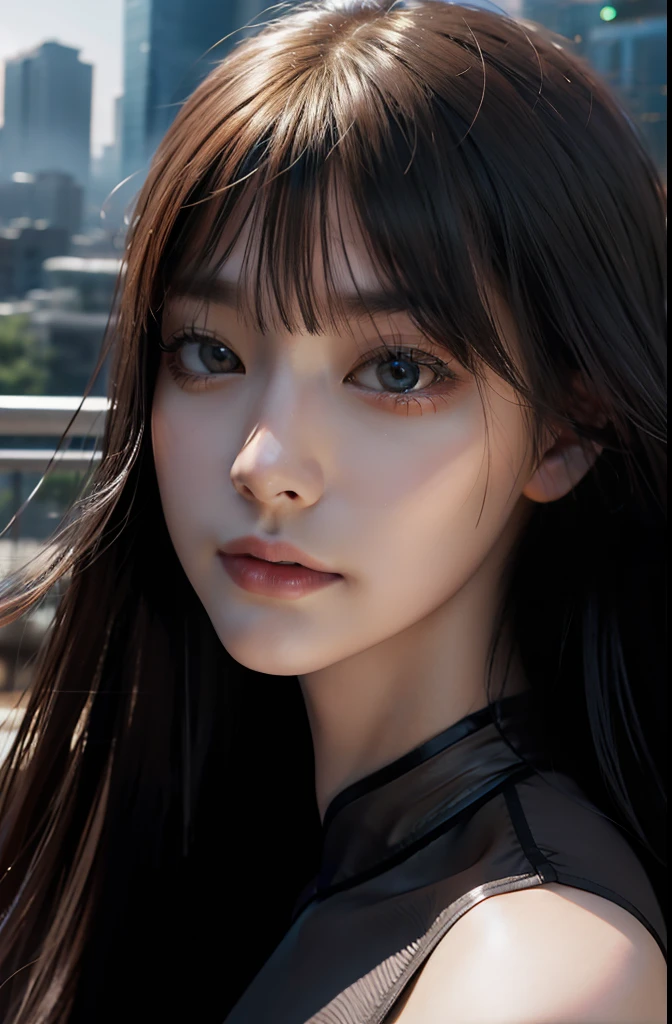 (1girl:1.3), 独奏, (((very vey very detailed face))),((very detailed eyes and faces))),beatiful detailed eyes,Body parts__,offcial art,Unified 8k wallpaper,ultra-detailliert,Beautiful and beautiful,big breasts beautiful,tmasterpiece,best qualtiy,primitive,tmasterpiece,ultra fine photos,best qualtiy,超高分辨率,photorealistic realism,rays of sunshine,full-body portraits,stunningly beautiful,,dynamicposes,delicated face,vibrant eyes,(from the front side), Final Fantasy Raiden,Very detailed city roof background, Roof,looking over city,详细的脸,detailed complex busy background,untidy,opulent,milkyW,highly detailedskin,Realistic details of skin,Visible pores,Clear focus,volume fog,8k uhd,digital SLR camera,high qulity,filmgrain,White skin of the,photo-realism,lomography,A huge metropolis of the dystopia of the future, semi transparent