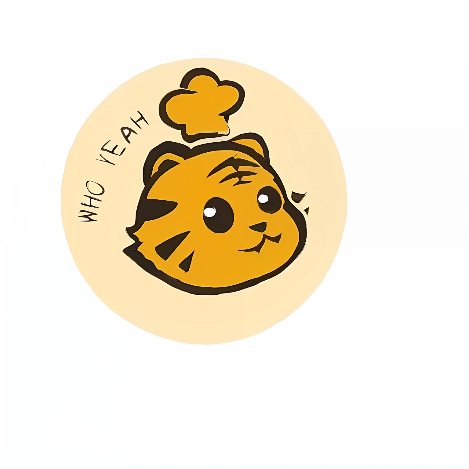 There is a caricature of a tiger wearing a chef's hat, ((Tiger)), tian zi, negao, Meow, telegraph stickers, mapo tofu cartoon, qiangshu, Anthropomorphic tiger, 240p, Flat pancake head, banchou, The tiger is smiling, Pancakes flatheaded, garfield cat face, neko, nanquan, one tiger