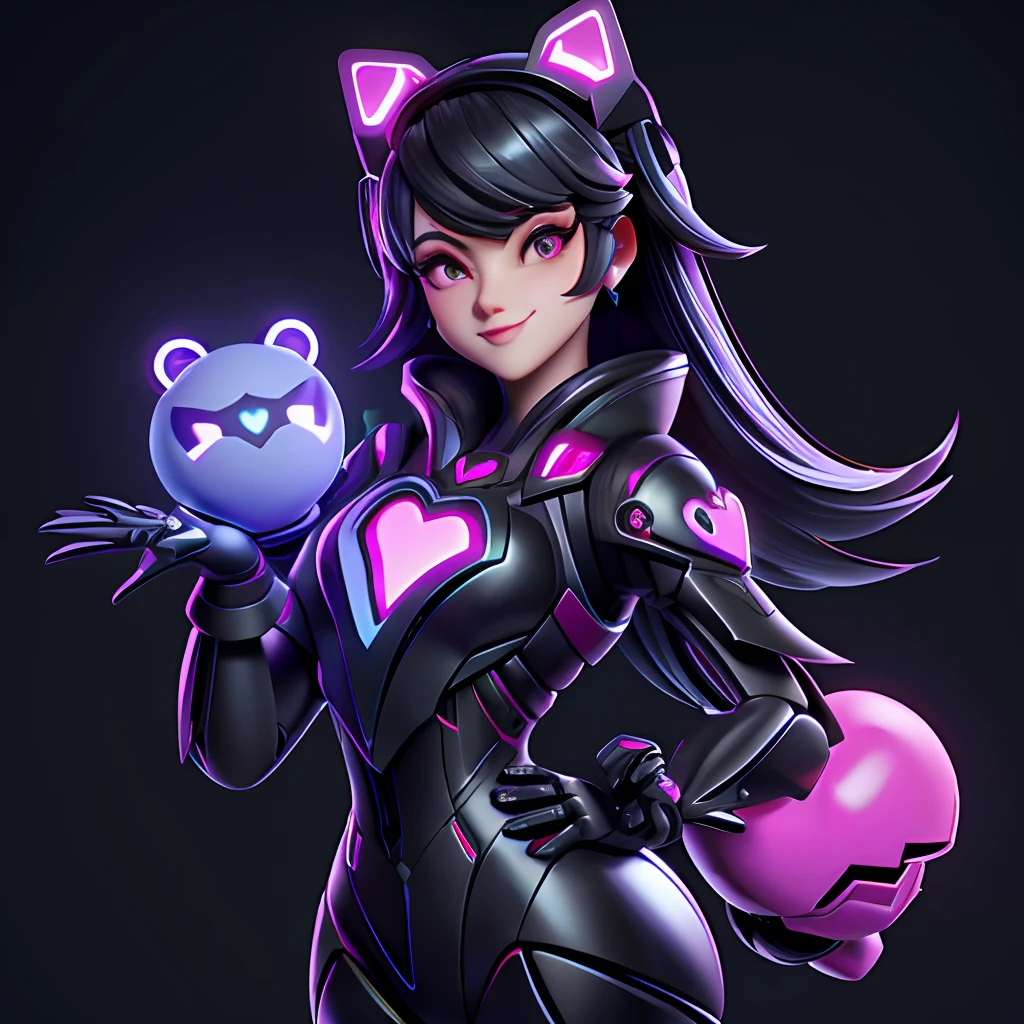 a heart-shaped object with its hands, with her hands, digital art emoji collection, 3D Icon for mobile game, bonito 3 d render, feito de goo preto liso, love death and robots, new emoji of biting your lip, toon render keyshot, heart of the internet, discord emoji, pecuarista de limo, Heart Eyes, , amor morte + robots