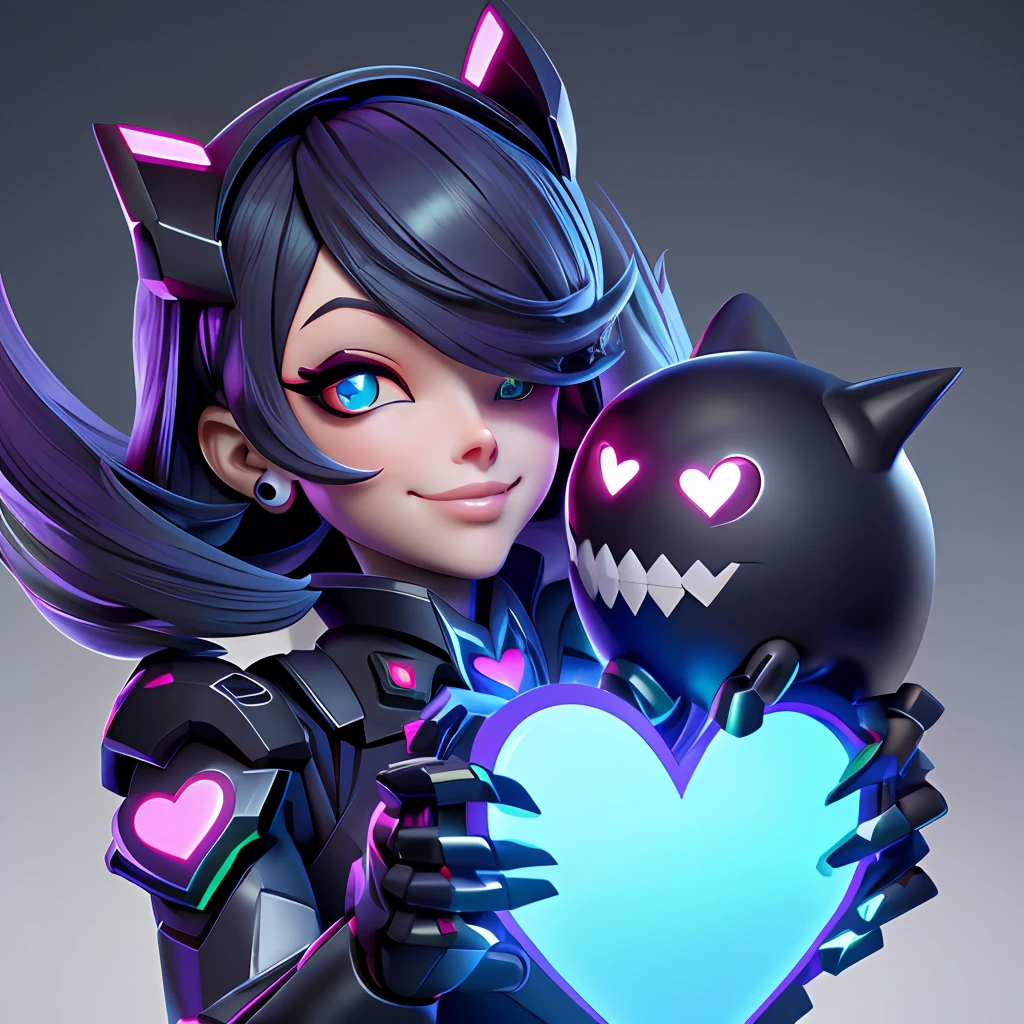 a heart-shaped object with its hands, with her hands, digital art emoji collection, 3D Icon for mobile game, bonito 3 d render, feito de goo preto liso, love death and robots, new emoji of biting your lip, toon render keyshot, heart of the internet, discord emoji, pecuarista de limo, Heart Eyes, , amor morte + robots