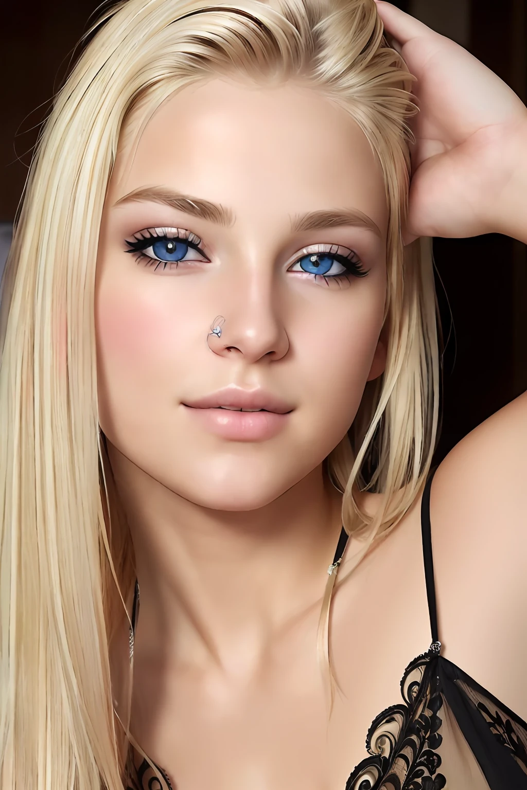 ((best quality)), ((ultra res)), ((photorealistic:1.4)), (intricate details), 19 years old, blonde hair, perfect face, make up:1.5, light on face, face detail,