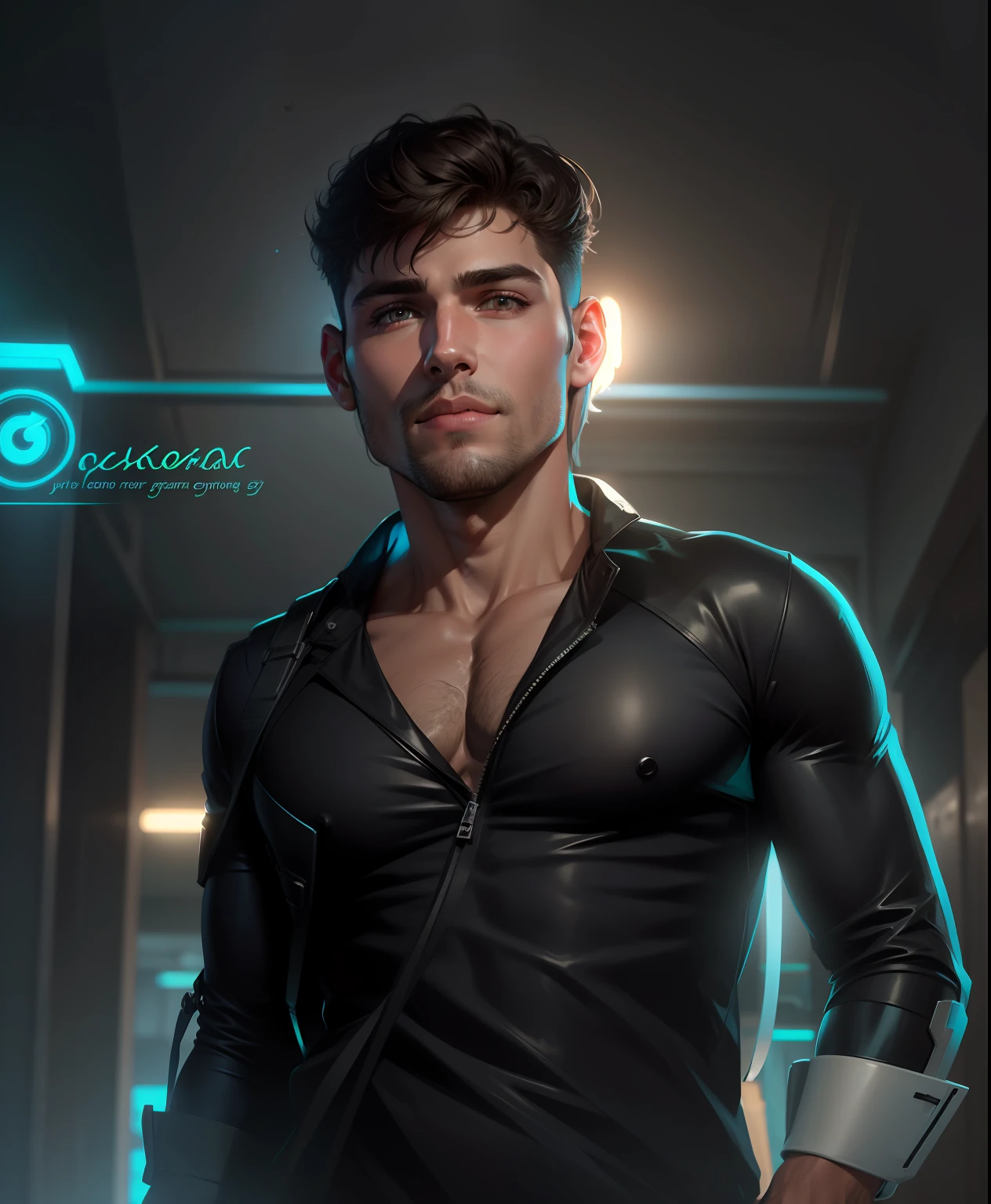 Ultra realistic face handsome boy neon backgrounds 8k