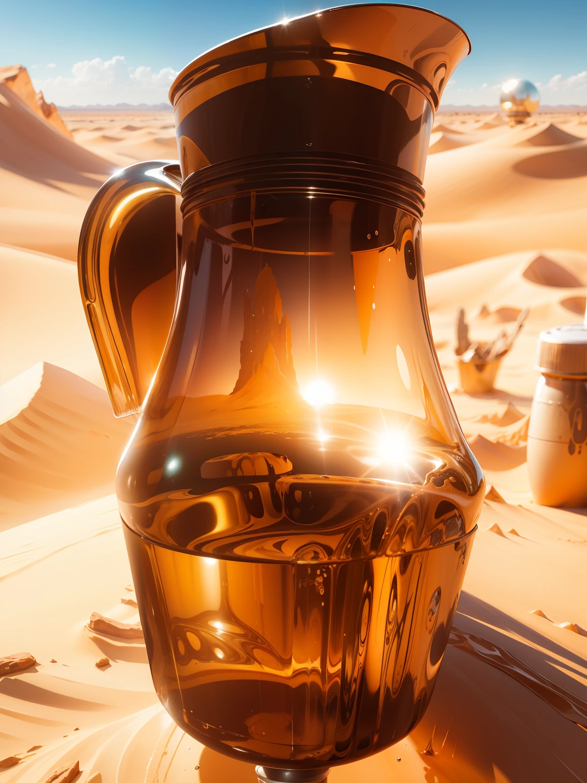 Change the background in a shiny desert and make the picture professional product advertising image