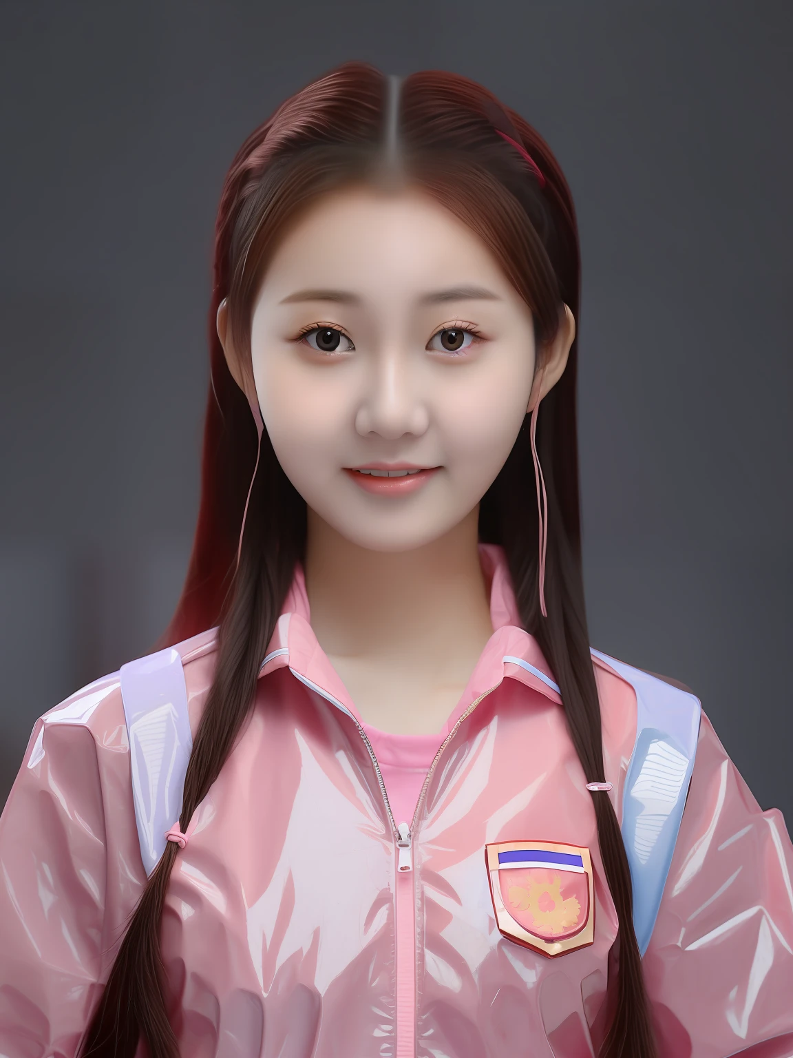 Chinese female high school student,PVC pink school uniform