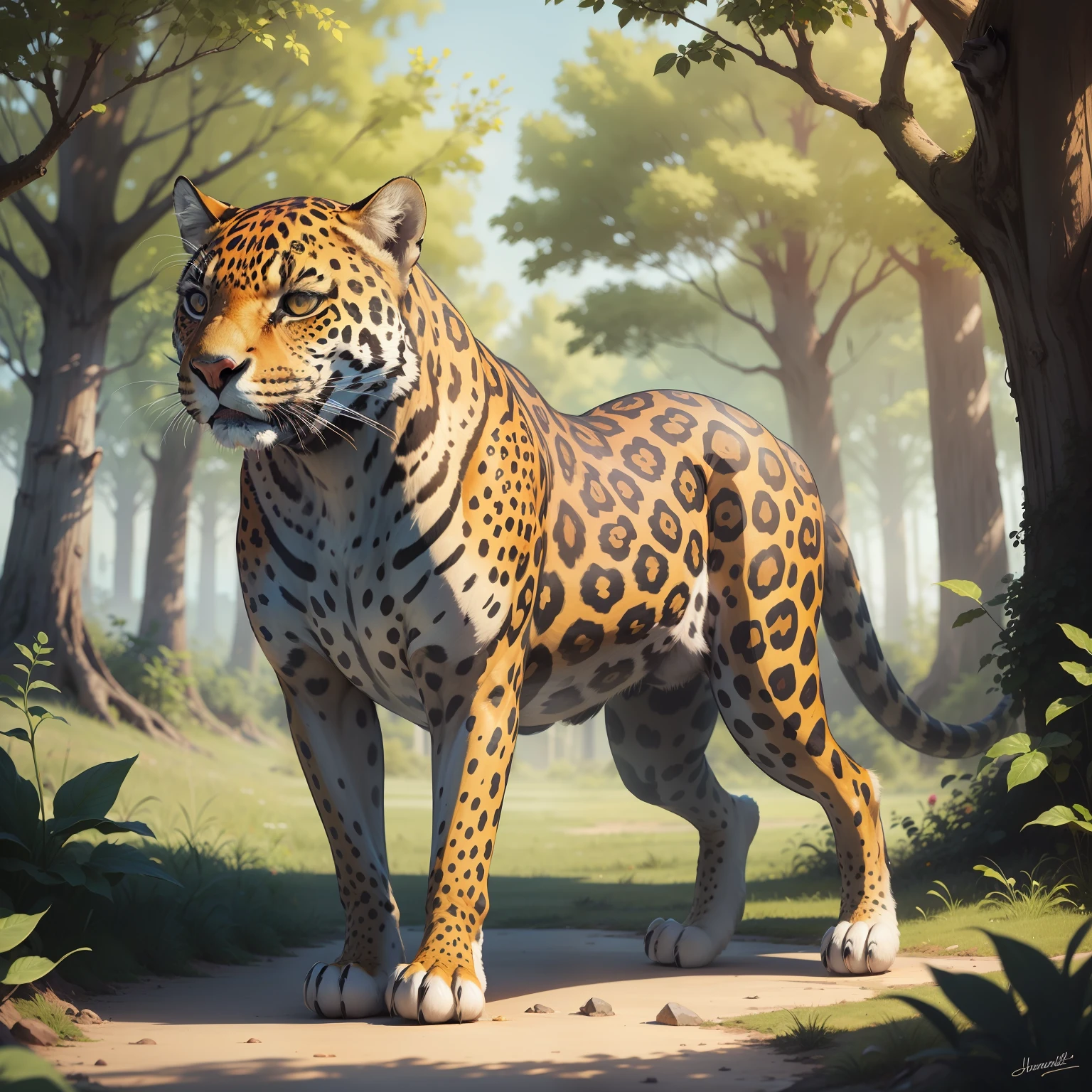 Draw a jaguar in nature