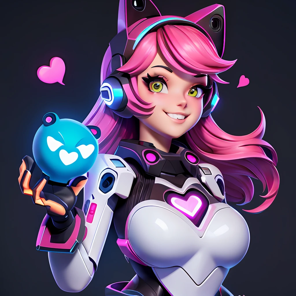 a heart-shaped object with its hands, with her hands, digital art emoji collection, 3D Icon for mobile game, bonito 3 d render, feito de goo preto liso, Love and robots, new emoji of biting your lip, toon render keyshot, heart of the internet, discord emoji, pecuarista de limo, Heart Eyes, , amor + robots