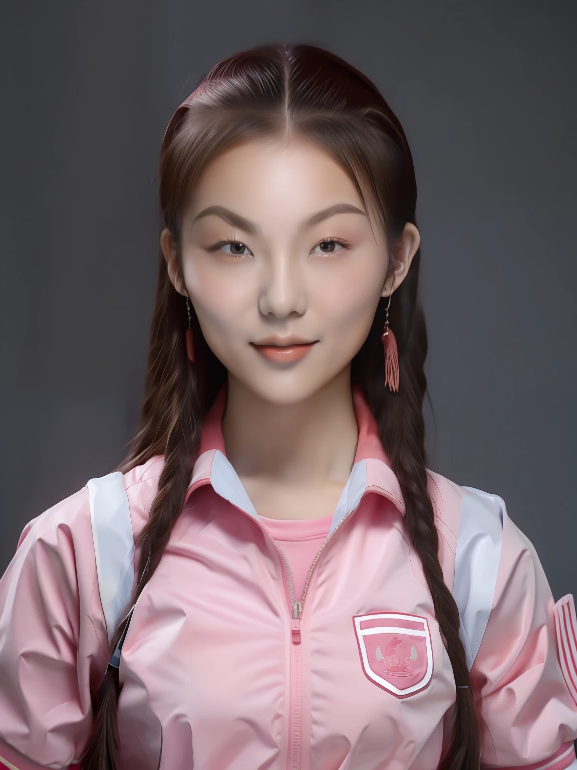 Chinese female high school student,PVC pink school uniform