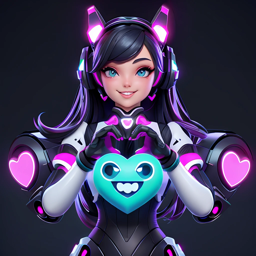a heart-shaped object with its hands, with her hands, digital art emoji collection, 3D Icon for mobile game, bonito 3 d render, feito de goo preto liso, Love and robots, new emoji of biting your lip, toon render keyshot, heart of the internet, discord emoji, pecuarista de limo, Heart Eyes, , amor + robots
