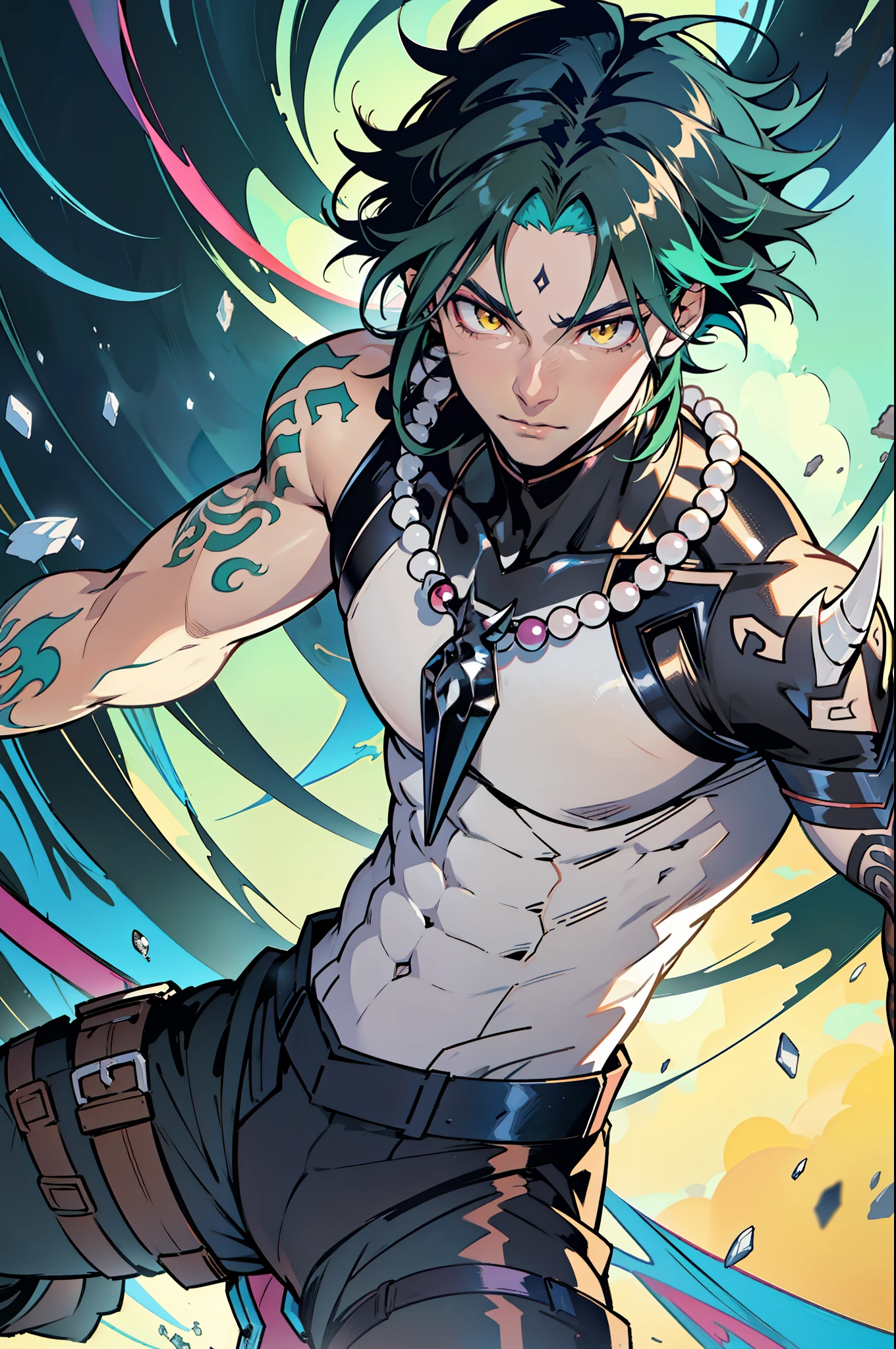 《the original god》Arataki Kazuto , male people, chest muscle, Sexy , Venom symbiote for your body, Black mucus of the body , into venom, venomize,Black bodysuit,Abs,apathy,(Adult male)((Venom possession,venom symbiote)),((Masterpiece)), ((Best quality)), Ultra detailed,((illustration)), Dynamic Angle, Detailed light, (Delicate eyes), Floating, 1boy, Male focus, Head, Clothing, Yellow eyes, necklace, tattoo, (Forehead:0.8), (ahoge:0.8), jewelry, whaite hair,apathy,Ray, chest muscle, Sexy , Venom symbiote for your body, Black mucus of the body , (into venom), Venom,frontage,Bust photo,White tight-fitting top,spiderman outfit,style of anime4 K, 4K anime wallpaper, Badass anime 8 K, 4 k comic wallpaper, young anime man, Anime boys, Anime wallpapers 4 k, Anime wallpaper 4K, High quality anime art style, Anime moe art style, Anime art wallpaper 8 K, Anime art wallpaper 4 K, RGB lighting,(The teenager is about ),((Masterpiece)), ((Best quality)), Ultra detailed,((illustration)), Dynamic Angle, Detailed light, (Delicate eyes), Floating, 1boy, Male focus, Head, Clothing, Yellow eyes, necklace, tattoo, (Forehead:0.8), (ahoge:0.8), jewelry, Green hair,apathy,Ray, chest muscle, Sexy , Venom symbiote for your body, Black mucus of the body , (into venom), Venom,frontage,Bust photo,White tight-fitting top,spiderman outfit,style of anime4 K, 4K anime wallpaper, Badass anime 8 K, 4 k comic wallpaper, young anime man, Anime boys, Anime wallpapers 4 k, Anime wallpaper 4K, High quality anime art style, Anime moe art style, Anime art wallpaper 8 K, Anime art wallpaper 4 K, RGB lighting,