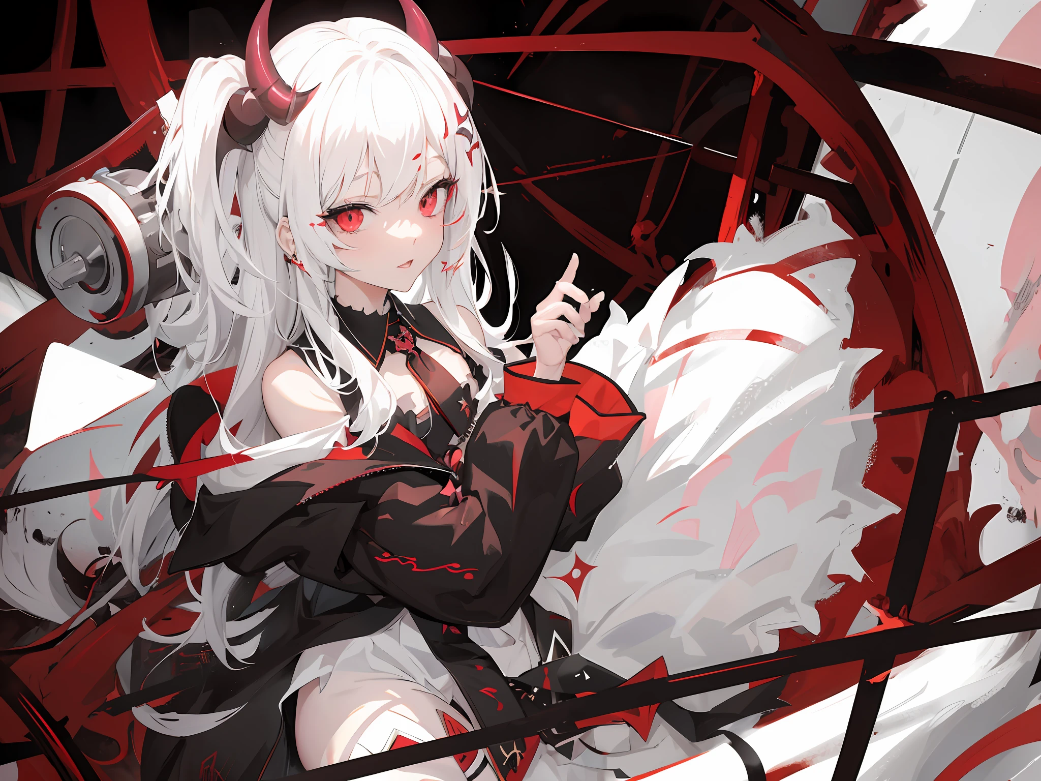 anime girl with white hair and black outfit, demon anime girl, mika kurai demon, best anime 4k konachan wallpaper, demon girl, anime style 4 k, guweiz on pixiv artstation, badass anime 8 k, zerochan art, trending on artstation pixiv, guweiz on artstation pixiv