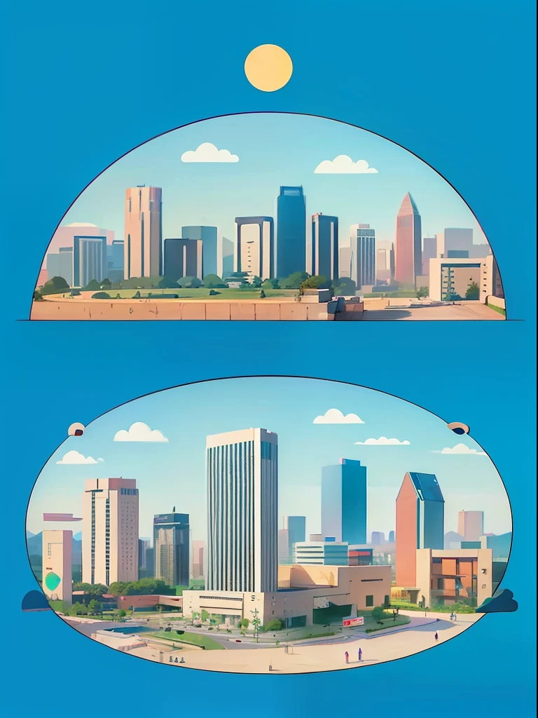 circular design, t-shirt design, skyline with mountains and bright sun, 16K, Pixar, jpeg artifacts, isometric, multiple views, Fujifilm