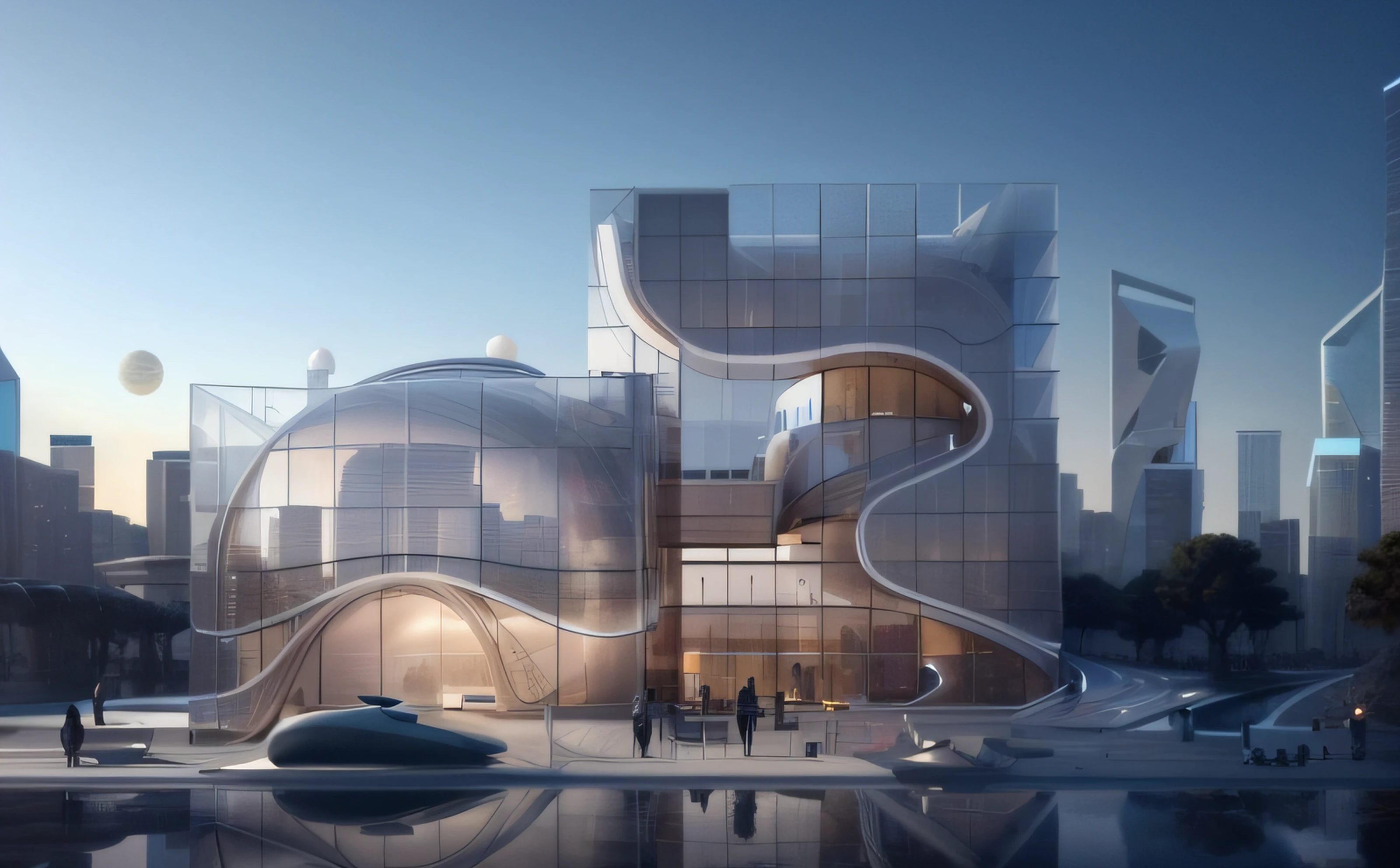 there is a large building with a spiral staircase going up to it, by Zha Shibiao, architecture render, futuristic architecture concept, futuristic palace, architectural render, inspired by Zha Shibiao, 3 d render beeple, breathtaking render, beeple rendering, futuristic architectural art, metamorphosis complex 3d render, futuristic building, digital art render