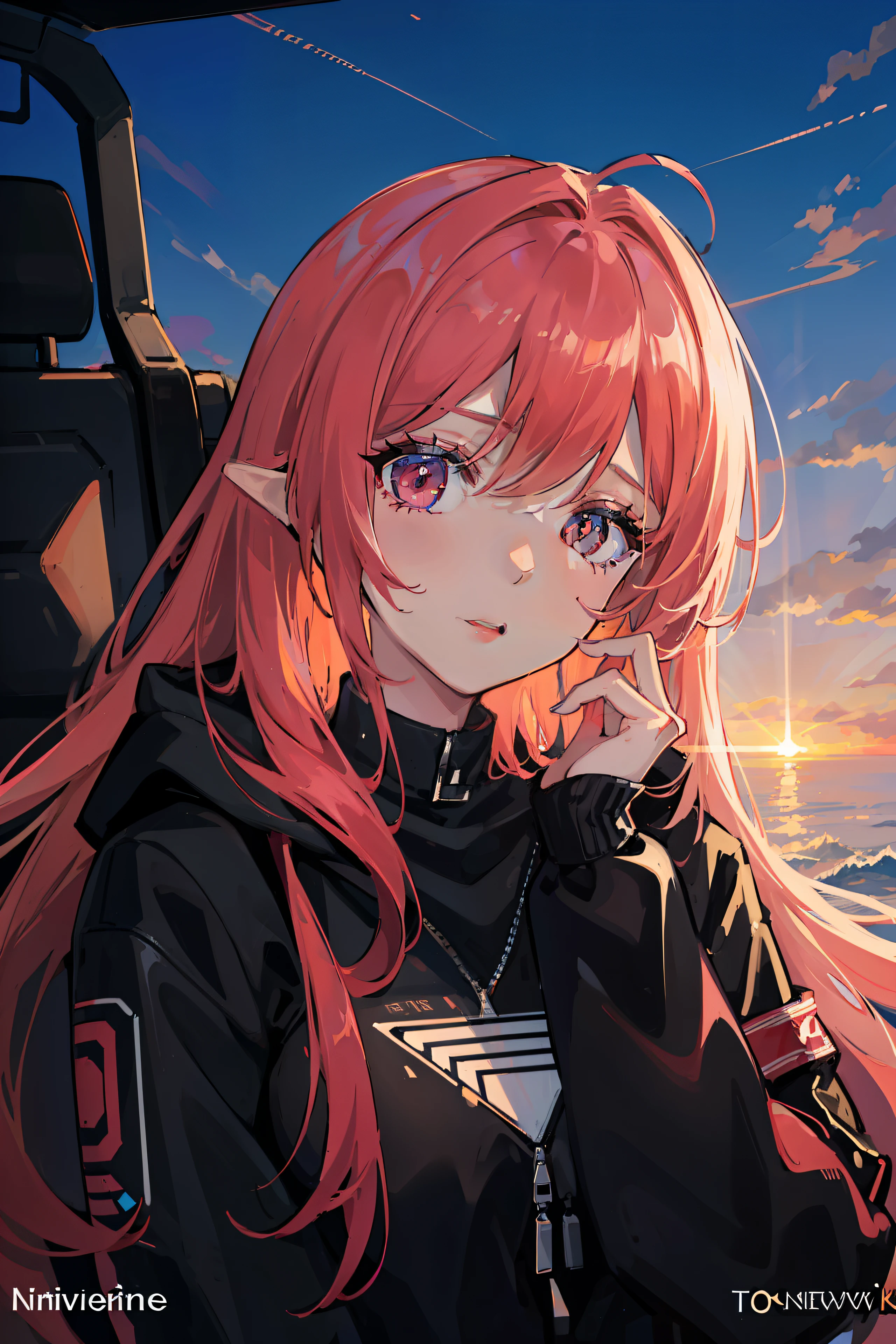 (nvinkpunk: 1.2) (snthwve style: 0.8) Corvette, light wave, sunset, complex and elaborate design