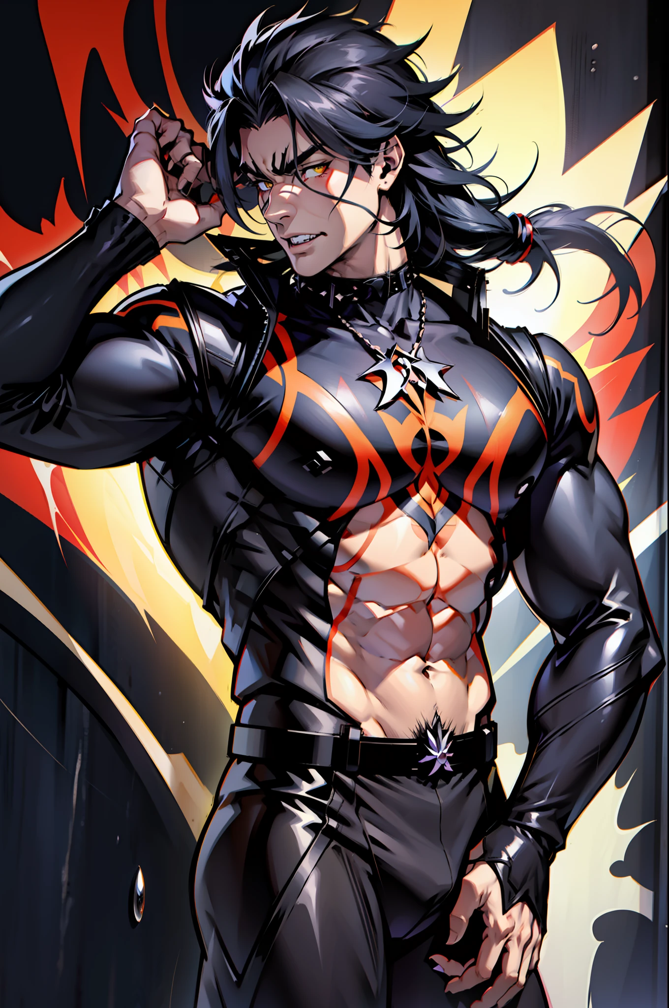 《the original god》Arataki Kazuto , male people, chest muscle, Sexy , Venom symbiote for your body, Black mucus of the body , into venom, venomize,Black bodysuit,Abs,(Adult male)((Venom possession,venom symbiote)),((Masterpiece)), ((Best quality)), Ultra detailed,((illustration)), Dynamic Angle, Detailed light, (Delicate eyes), Floating, 1boy, Male focus, Head, Clothing, Yellow eyes, necklace, tattoo, (Forehead:0.8), (ahoge:0.8), jewelry, whaite hair,apathy,Ray, chest muscle, Sexy , Venom symbiote for your body, Black mucus of the body , (into venom), Venom,frontage,Bust photo,White tight-fitting top,spiderman outfit,style of anime4 K, 4K anime wallpaper, Badass anime 8 K, 4 k comic wallpaper, young anime man, Anime boys, Anime wallpapers 4 k, Anime wallpaper 4K, High quality anime art style, Anime moe art style, Anime art wallpaper 8 K, Anime art wallpaper 4 K, RGB lighting,