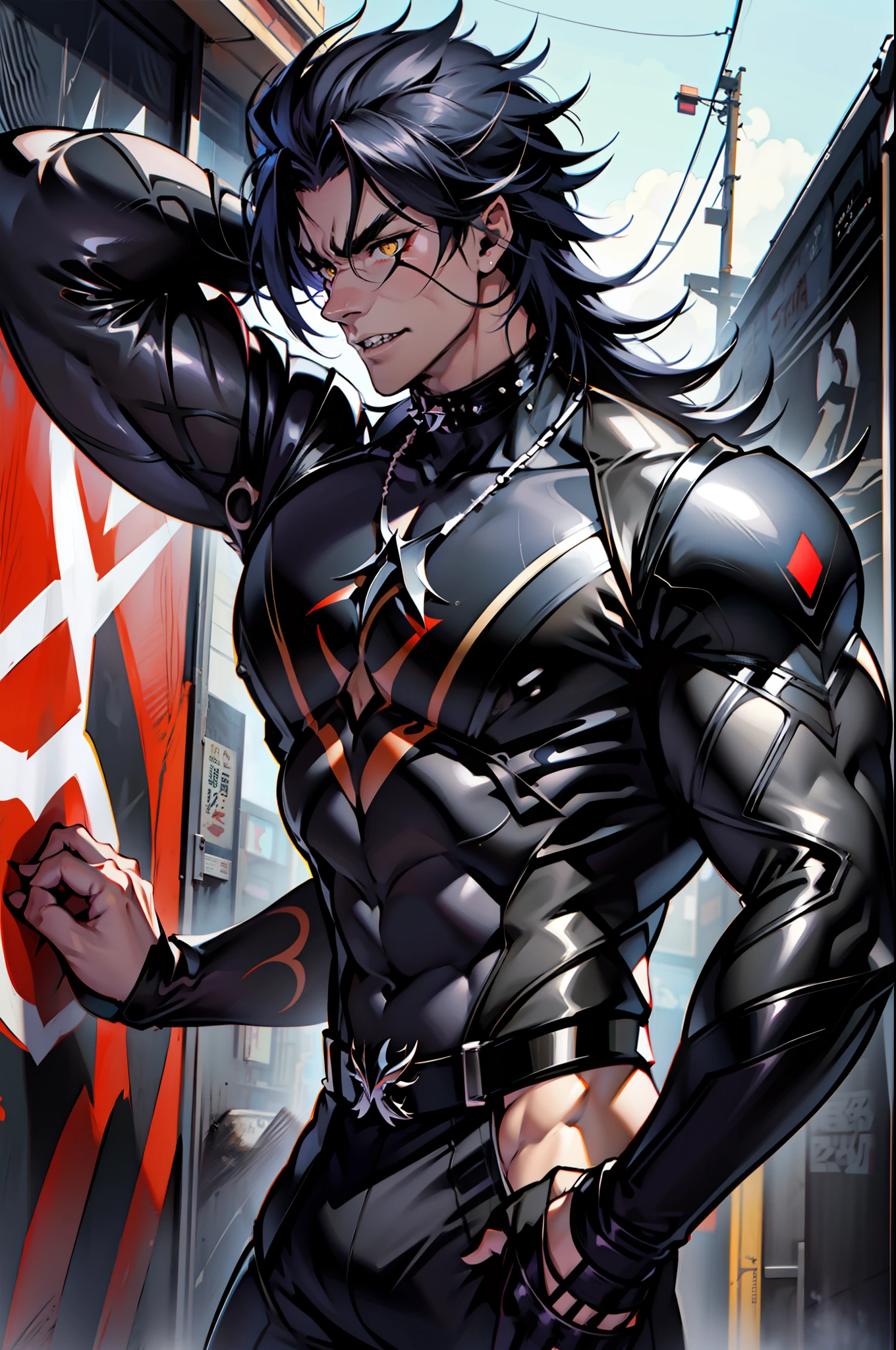 《the original god》Arataki Kazuto  , male people， chest muscle， Sexy , Venom symbiote for your body, Black mucus of the body , into venom, venomize，Black bodysuit，Abs，（Adult male）（（Venom possession，venom symbiote）），((Masterpiece)), ((Best quality)), Ultra detailed,((illustration)), Dynamic Angle, Detailed light, (Delicate eyes), Floating, 1boy, Male focus, Head, Clothing, Yellow eyes, necklace, tattoo, (Forehead:0.8), (ahoge:0.8), jewelry, whaite hair,apathy，Ray， chest muscle， Sexy , Venom symbiote for your body, Black mucus of the body , （into venom）, Venom，frontage，Bust photo，White tight-fitting top，spiderman outfit，style of anime4 K， 4K anime wallpaper， Badass anime 8 K， 4 k comic wallpaper， young anime man， Anime boys， Anime wallpapers 4 k， Anime wallpaper 4K， High quality anime art style， Anime moe art style， Anime art wallpaper 8 K， Anime art wallpaper 4 K， RGB lighting，