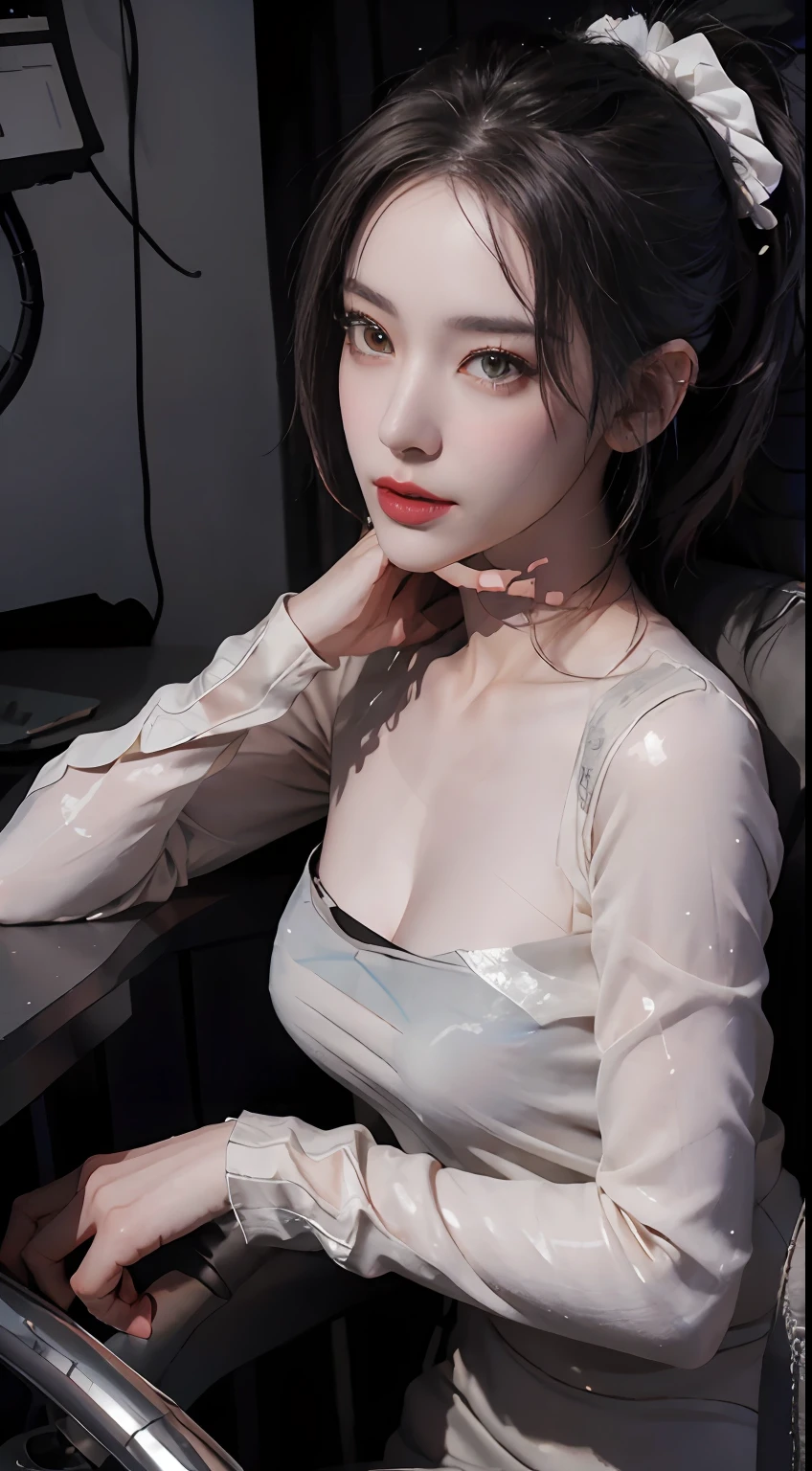((Best quality)), ((masterpiece)), (detailed:1.4), 3D, an image of a beautiful cyberpunk female,HDR (High Dynamic Range),Ray Tracing,NVIDIA RTX,Super-Resolution,Unreal 5,Subsurface scattering,PBR Texturing,Post-processing,Anisotropic Filtering,Depth-of-field,Maximum clarity and sharpness,Multi-layered textures,Albedo and Specular maps,Surface shading,Accurate simulation of light-material interaction,Perfect proportions,Octane Render,Two-tone lighting,Wide aperture,Low ISO,White balance,Rule of thirds,8K RAW,
