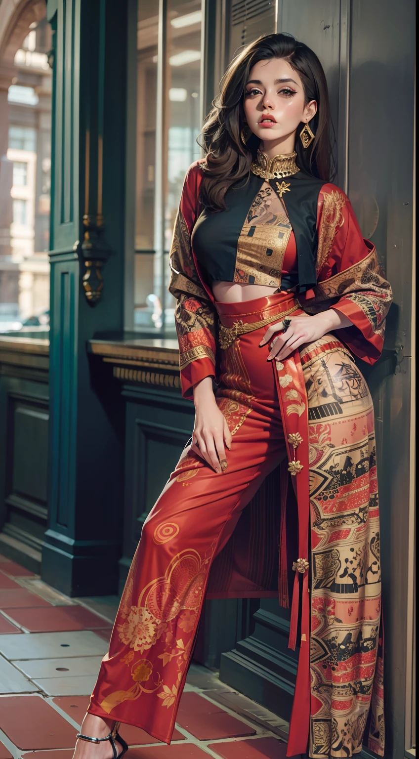 Beautiful woman in intricate Bold and Animal Prints Outfit