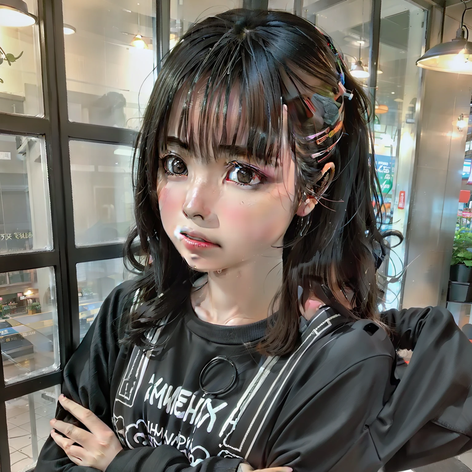 mix4, 1girll, adolable, 年轻, slim, petite,
nakeness,
((arms folded)),
The mouth opened slightly,brunette color hair,(double tails)),Flutter,
vred,annoyed,complain,reproach,distraught,disgust,scowling,despised,
view over city, rained, soggy, drizzling, rain drops, ventania,
portrait photo of an,Shoot on iPhone,
profesional lighting、photon maping、Radio City、physically-based renderingt、
(8k,RAW photos,best qualtiy,tmasterpiece:1.2),(realisticlying,Photorealistic and realistic:1.37),